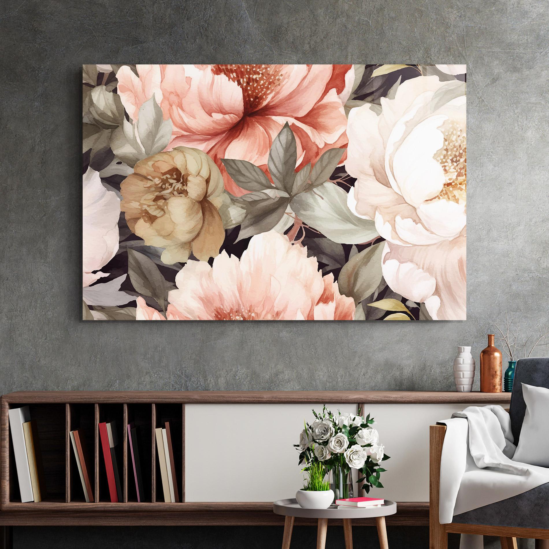 Glasbild Cream Pink Peony mockup 2