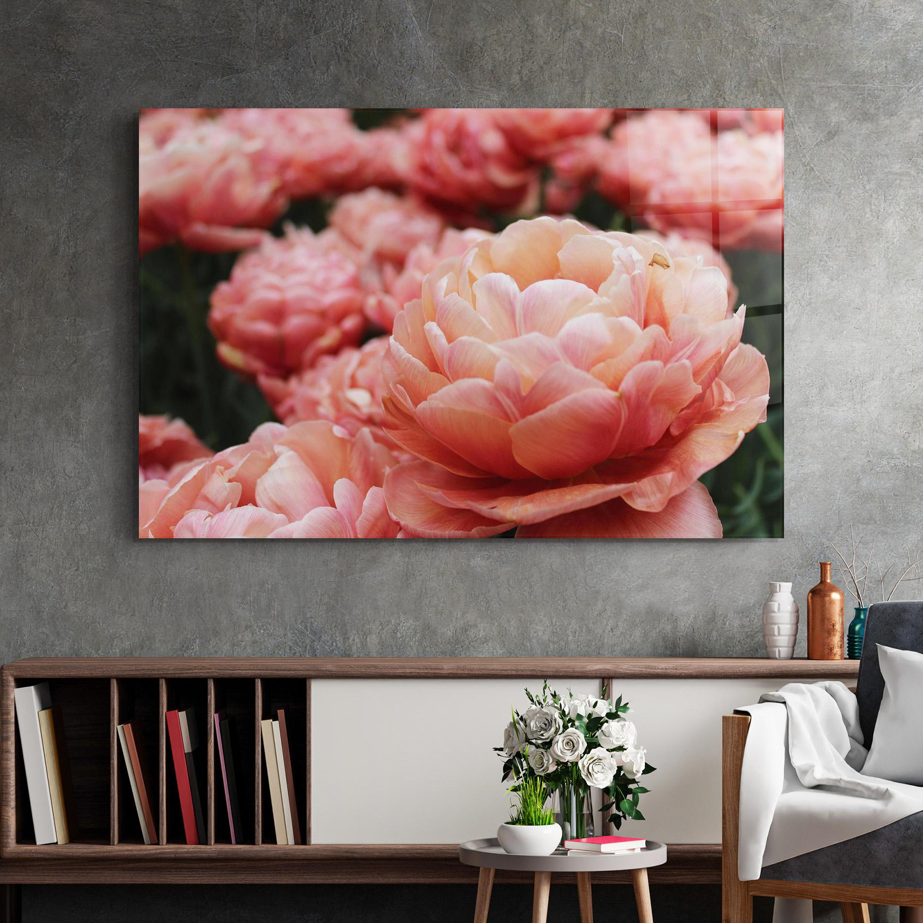 Glasbild Light Orange Peony mockup 2