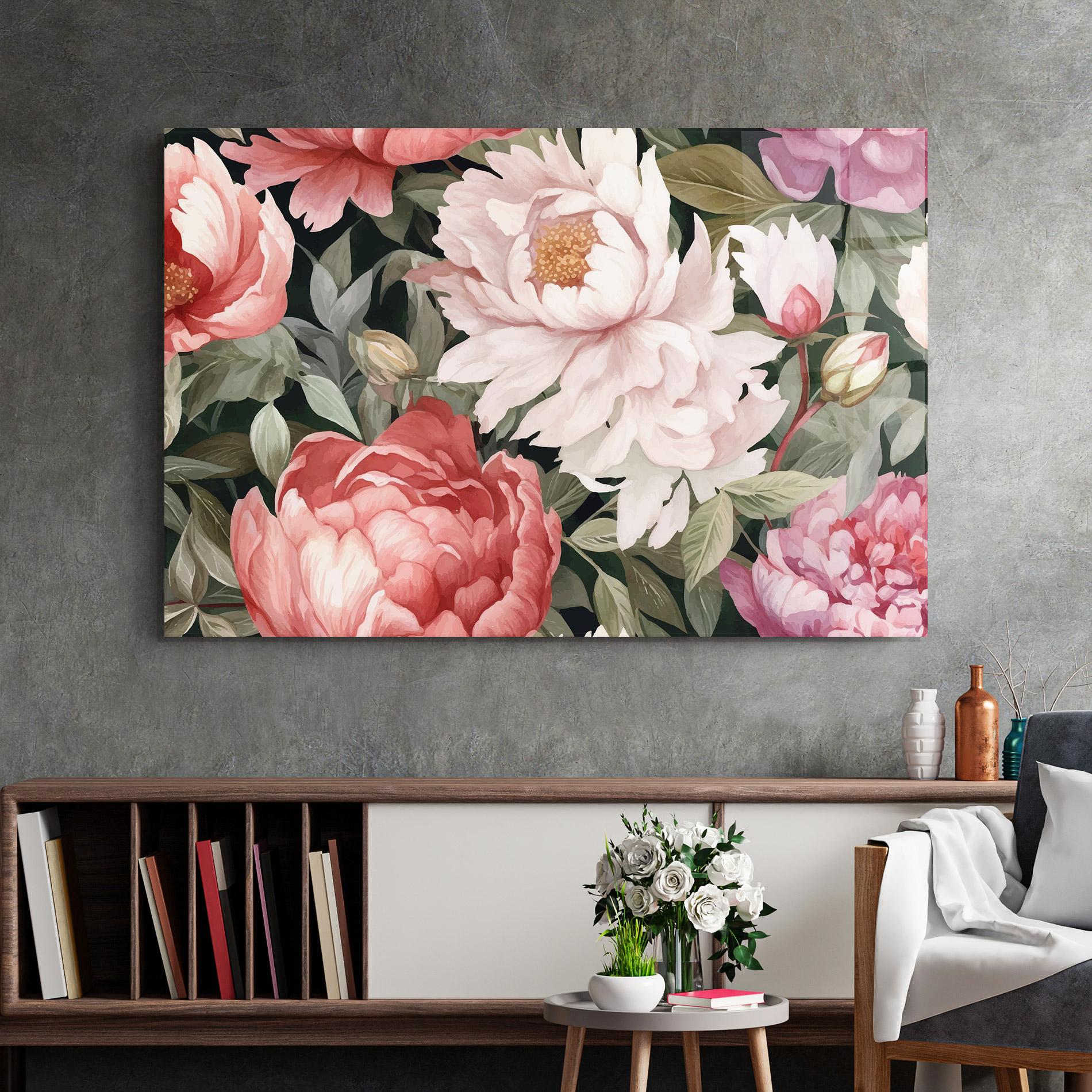 Glasbild Light Peony Art mockup 2