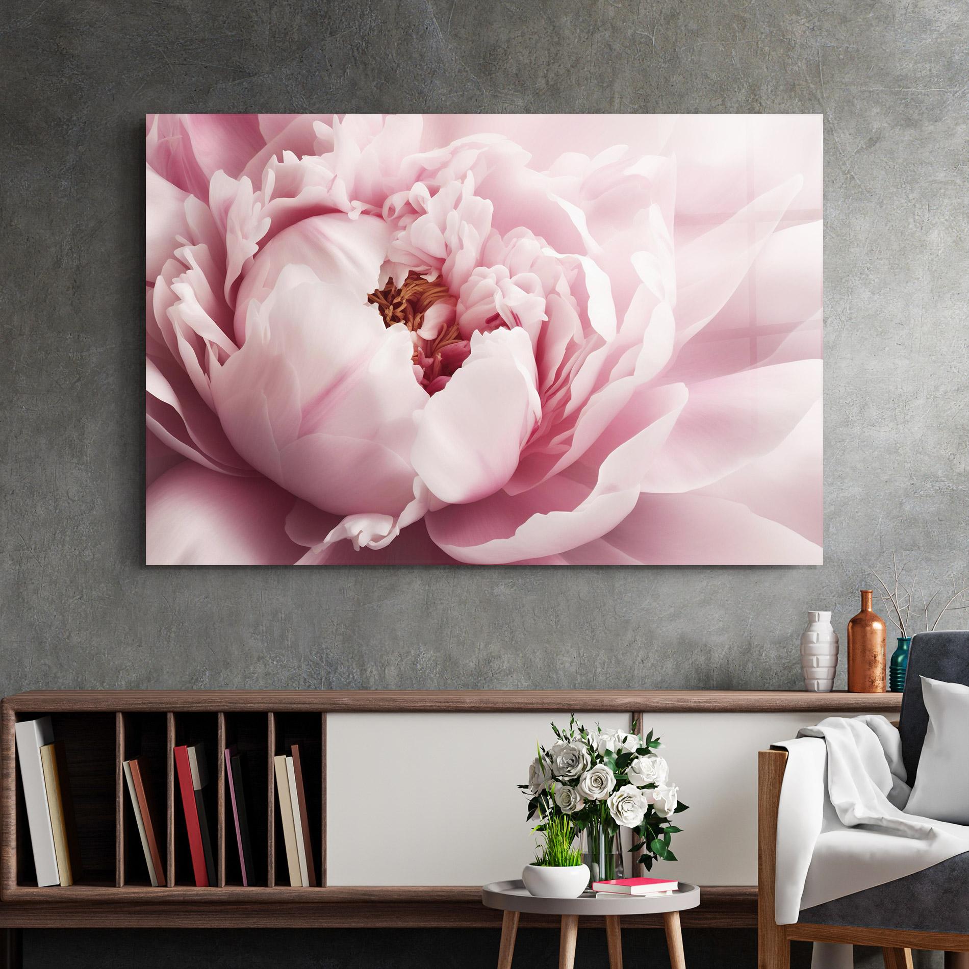 Glasbild Pastel Peony Petals mockup 2