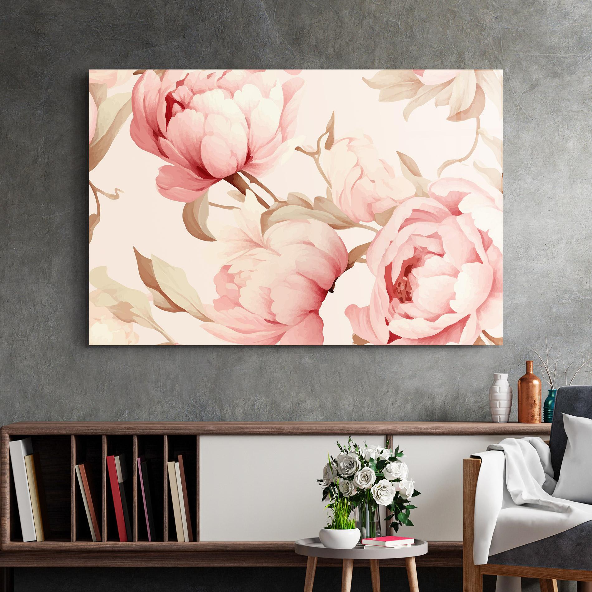 Glasbild Pastel Peony mockup 2