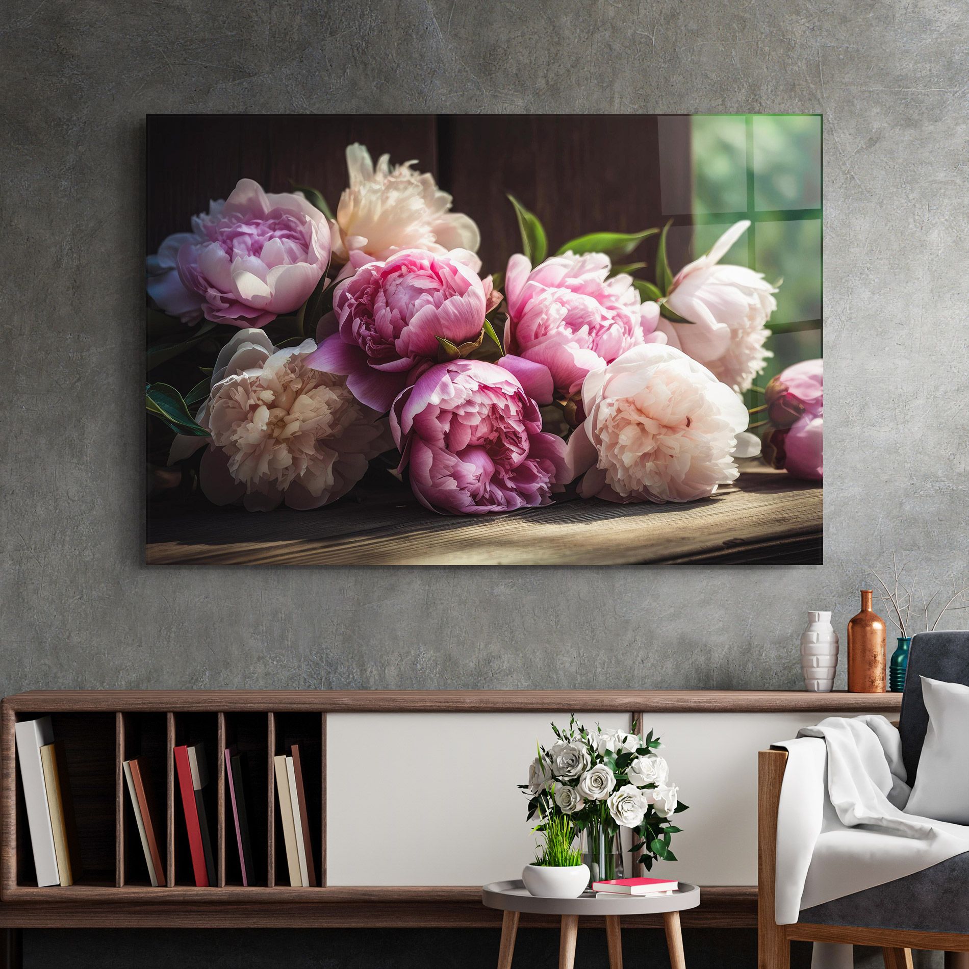 Peonies On The Table mockup 2