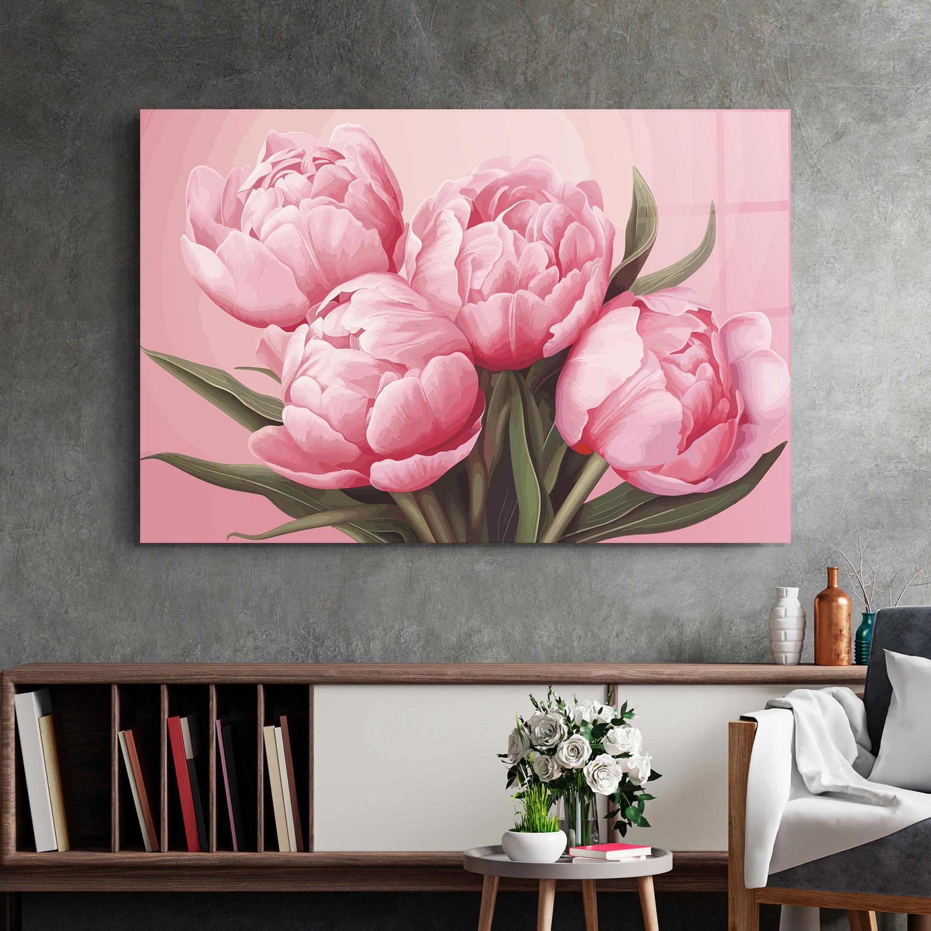 Glasbild Peony On Pink mockup 2