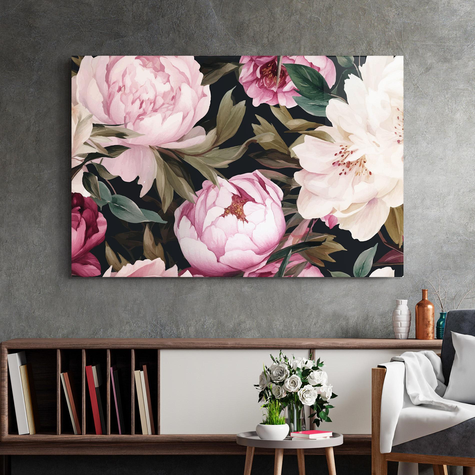 Glasbild Peony Paint mockup 2