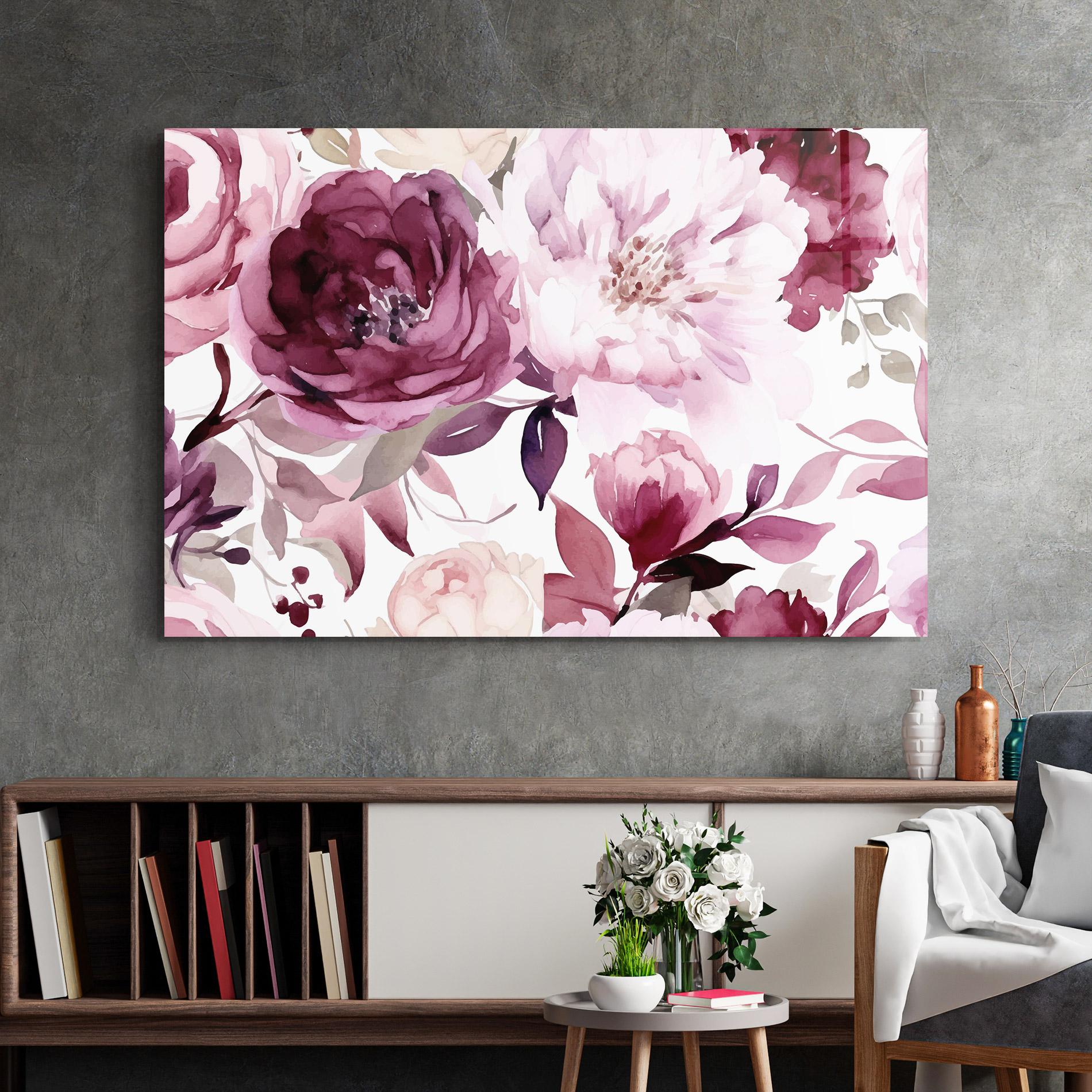 Glasbild Peony Pink Purple mockup 2