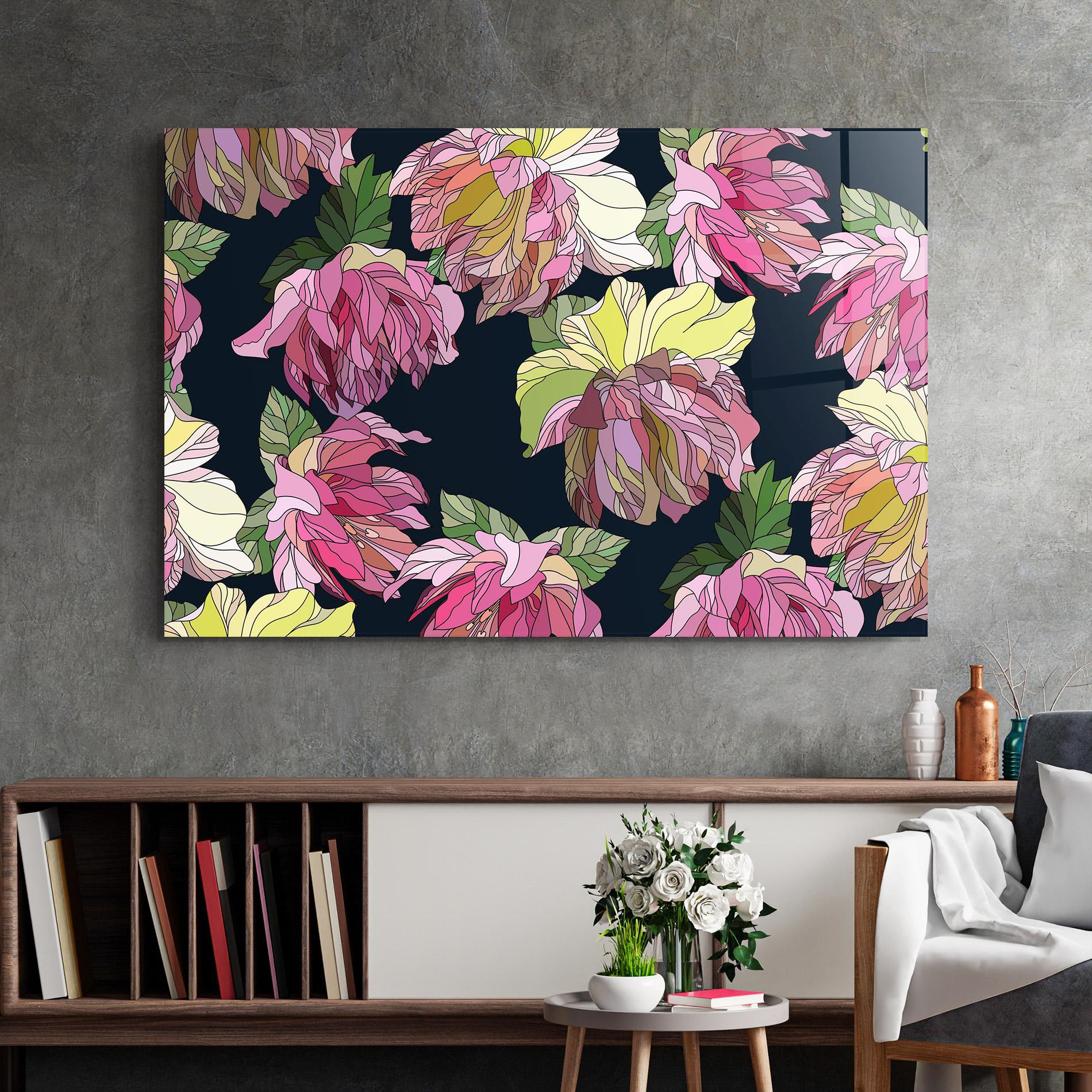 Glasbild Pretty Peony Art mockup 2