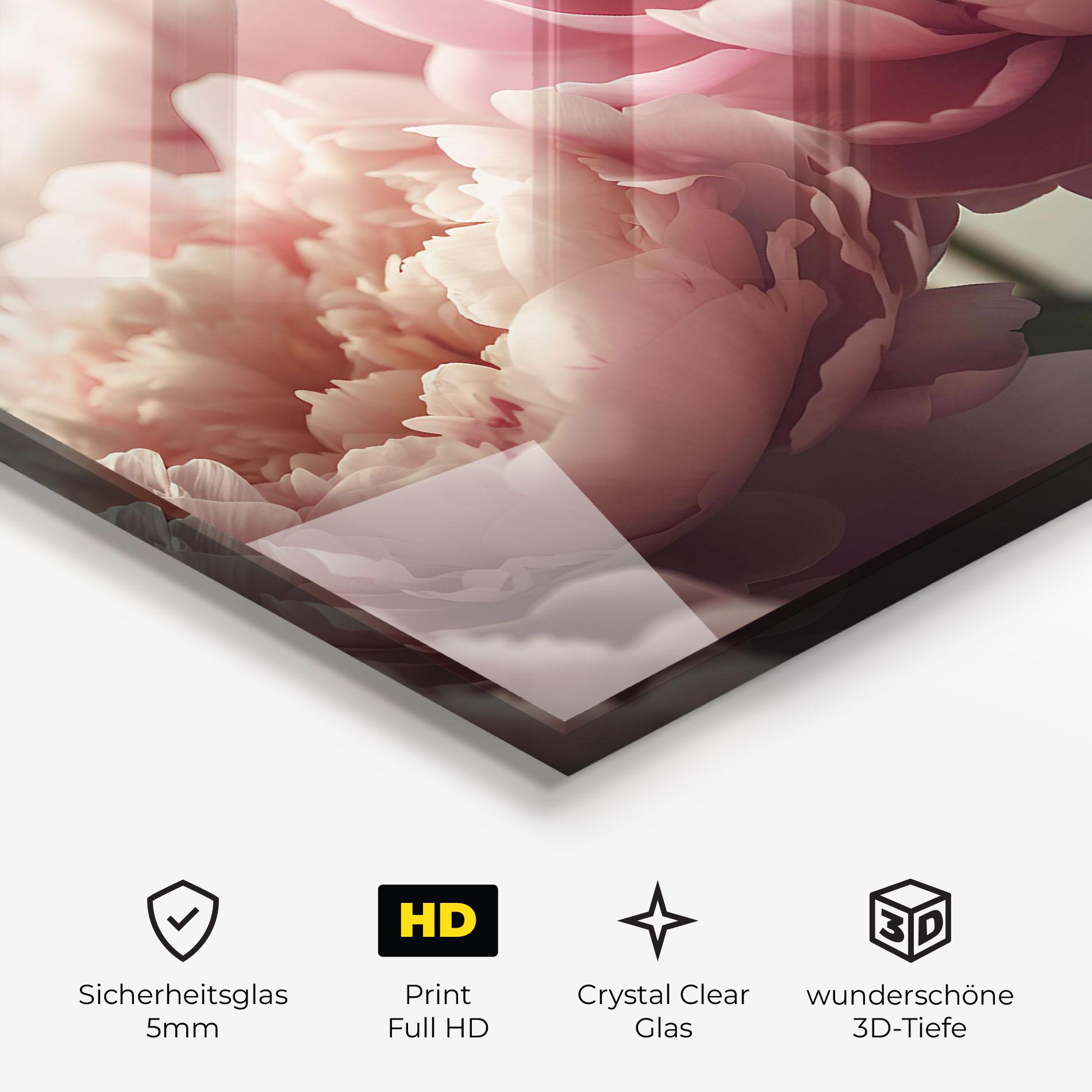 Glasbild Cream Dreamy Peony mockup 3