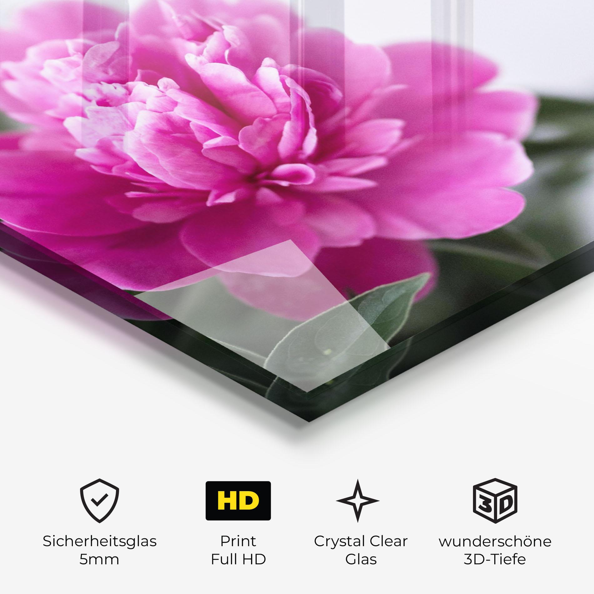 Glasbild Dark Pink Peony mockup 3