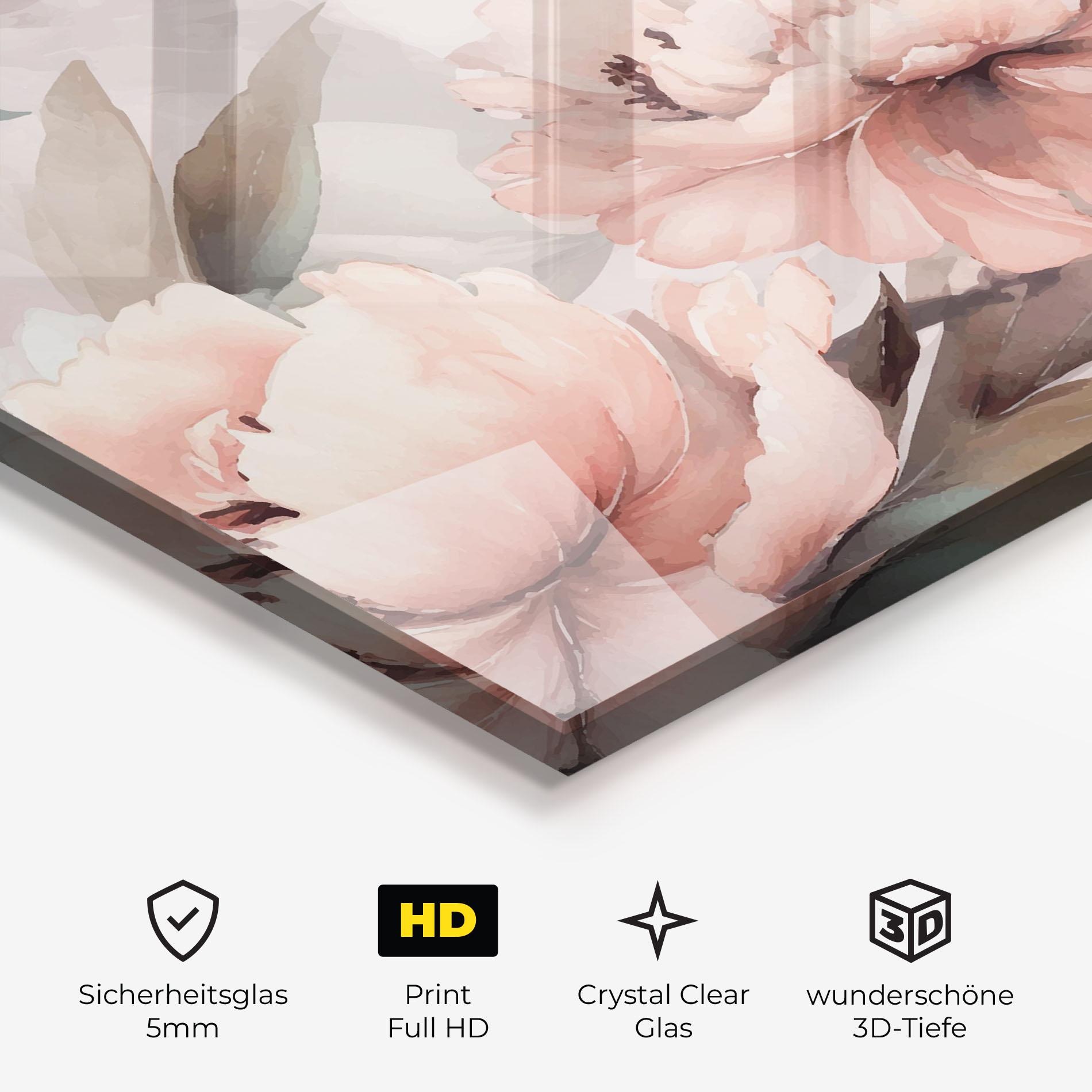 Glasbild Dreamy Peony Art mockup 3