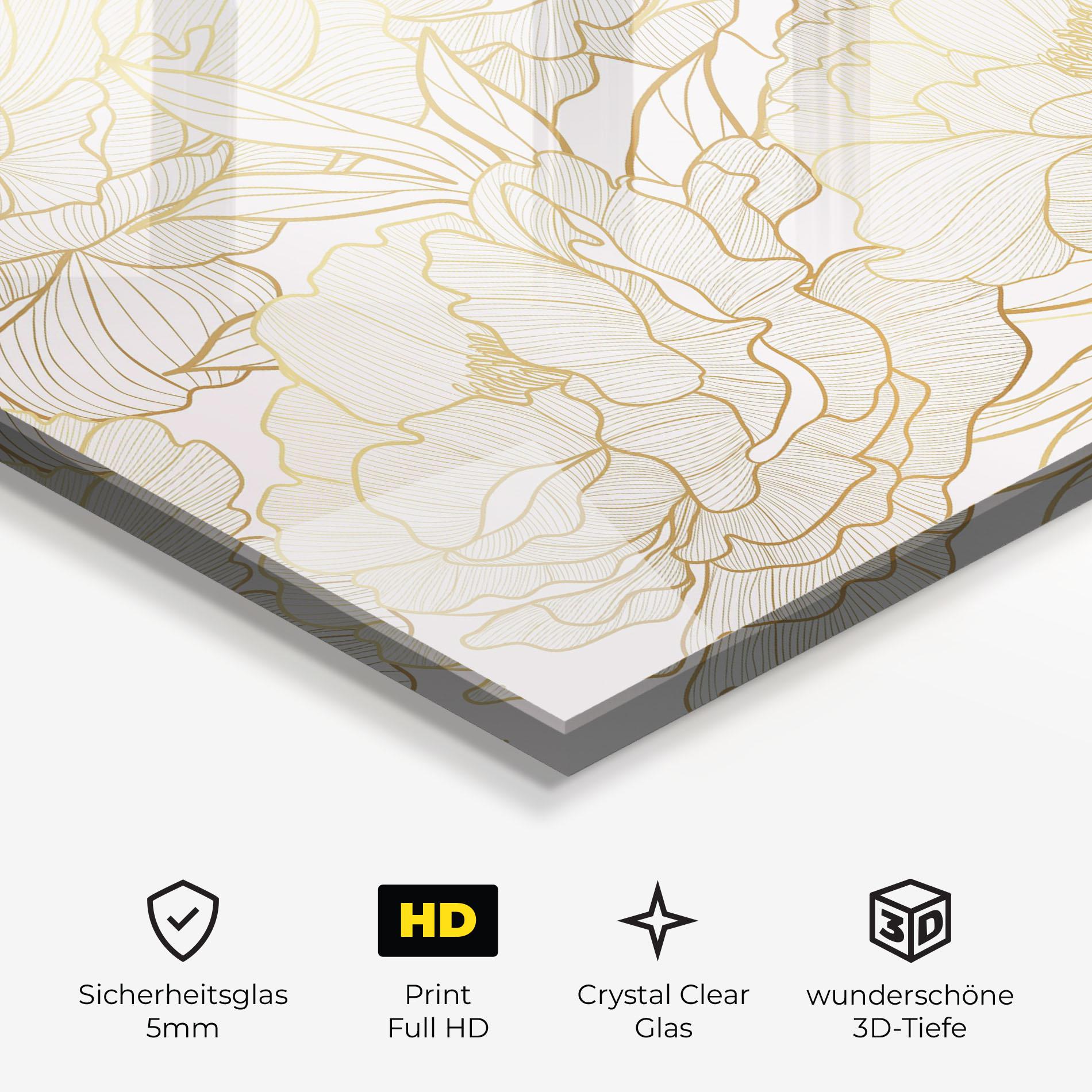 Glasbild Golden Peony mockup 3