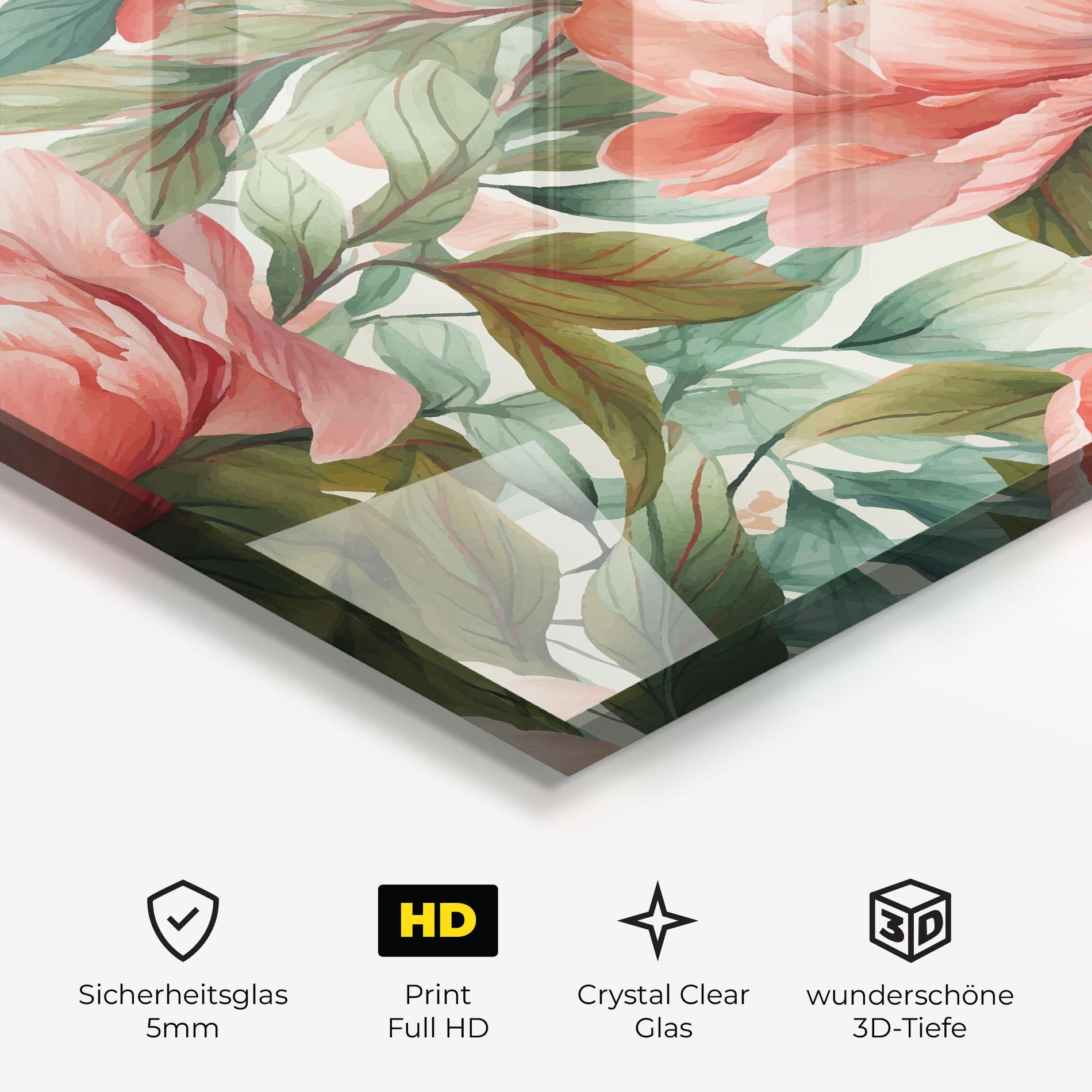 Glasbild Light Red Peony mockup 3