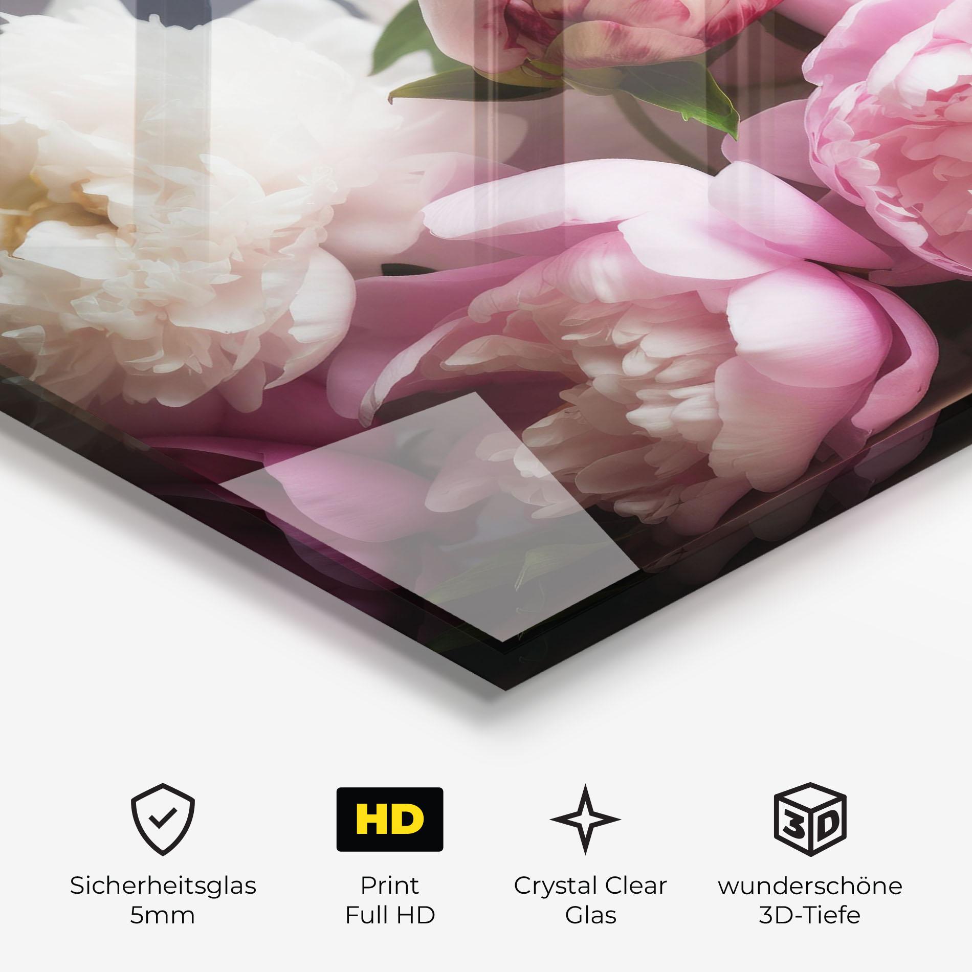 Glasbild Peonies With Grey mockup 3