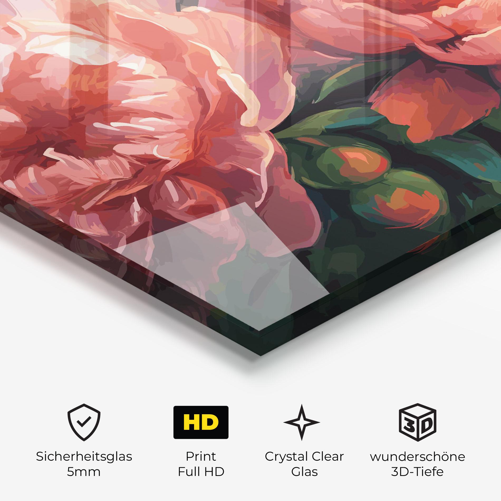Glasbild Peony Buds Painting mockup 3