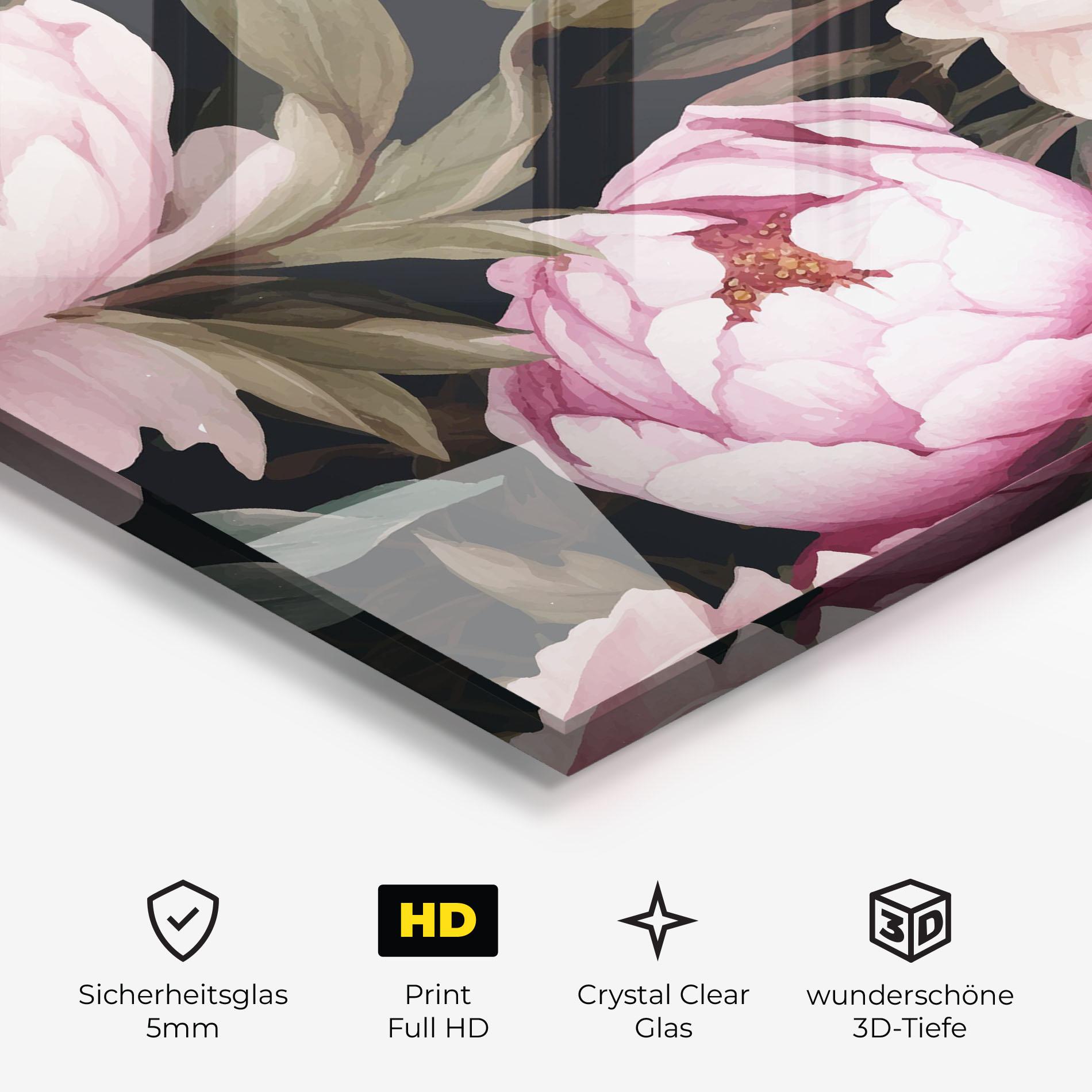 Glasbild Peony Paint mockup 3
