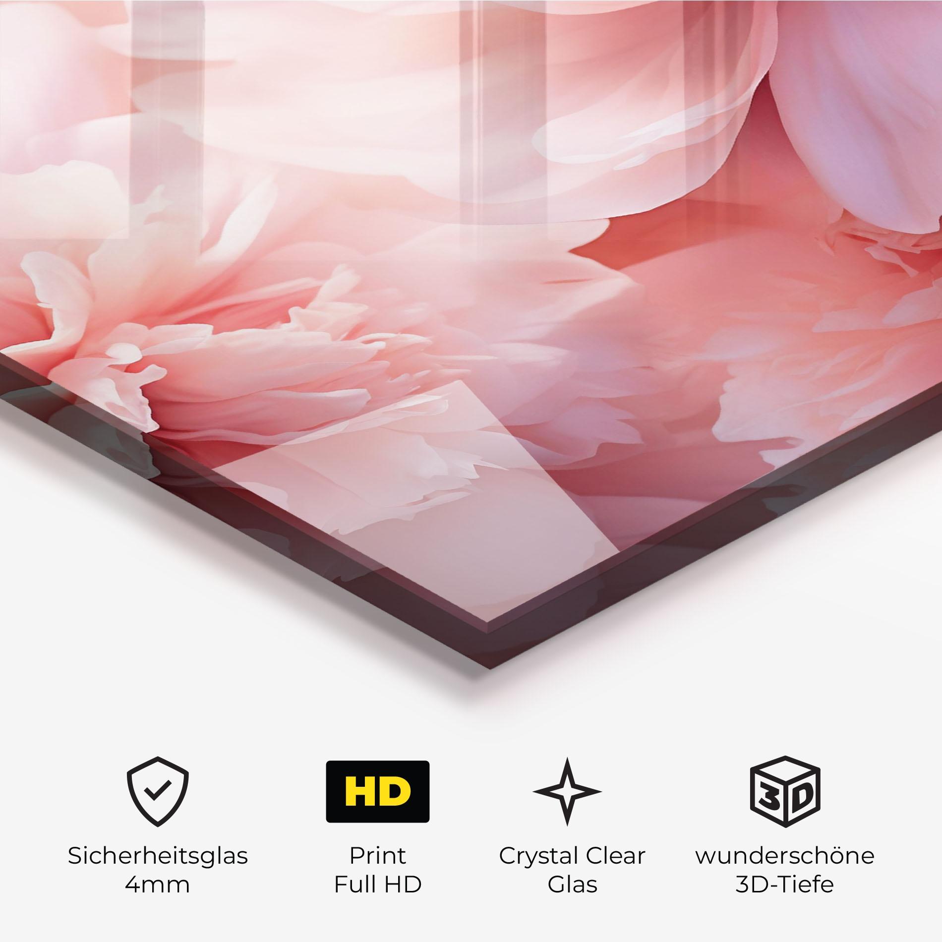 Glasbild Close Up Dreamy Peony mockup 3