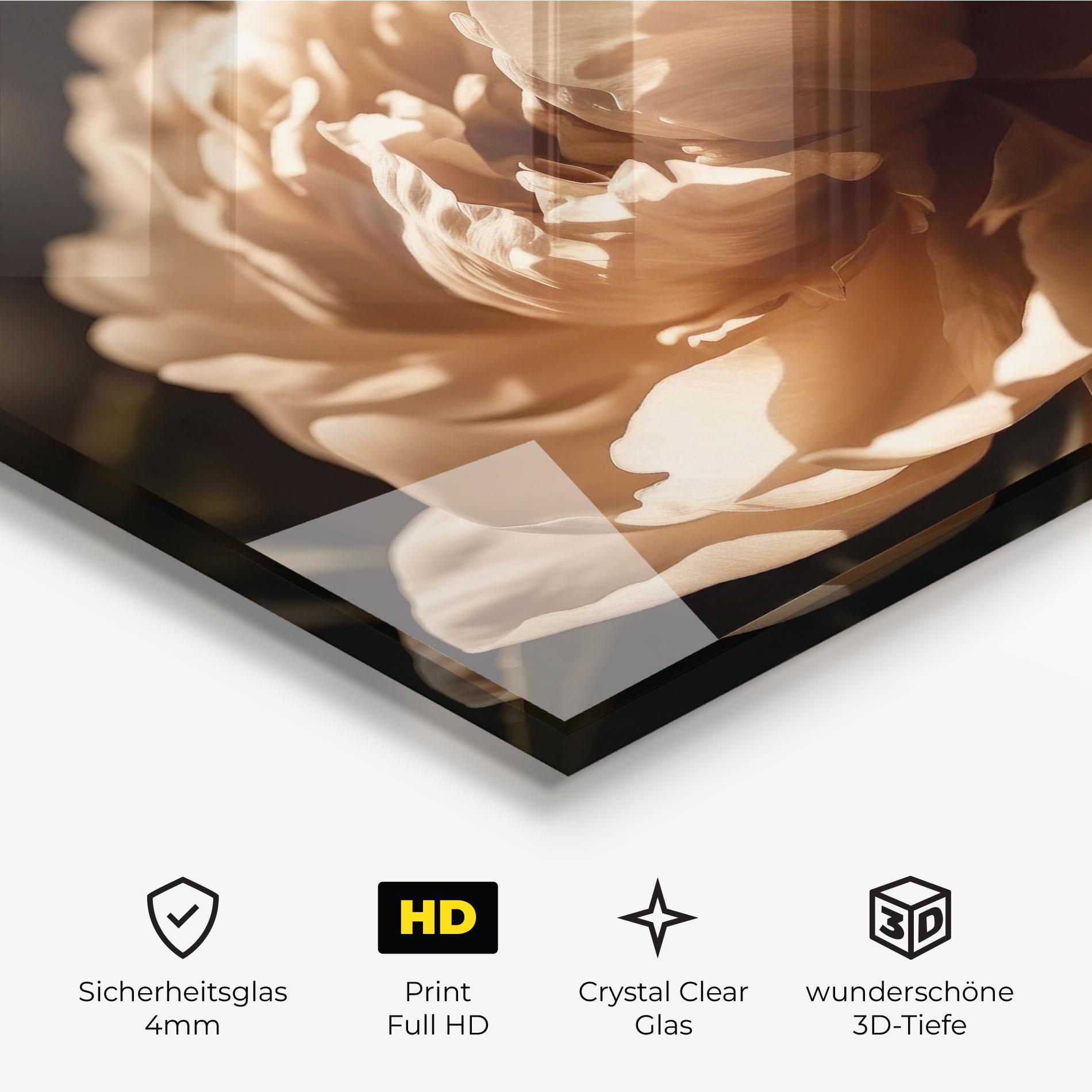 Glasbild Cream Peony mockup 3