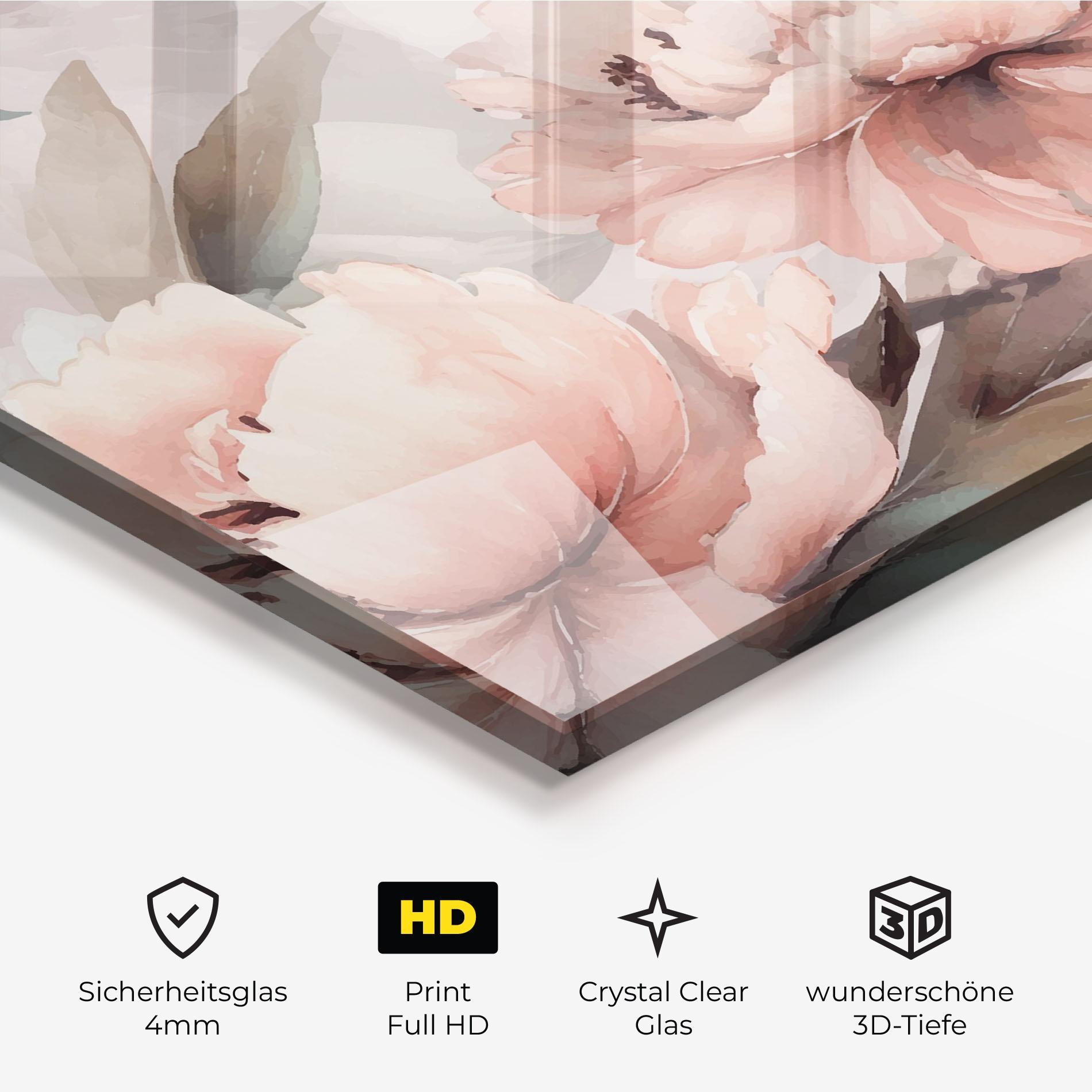Glasbild Dreamy Peony Art mockup 3