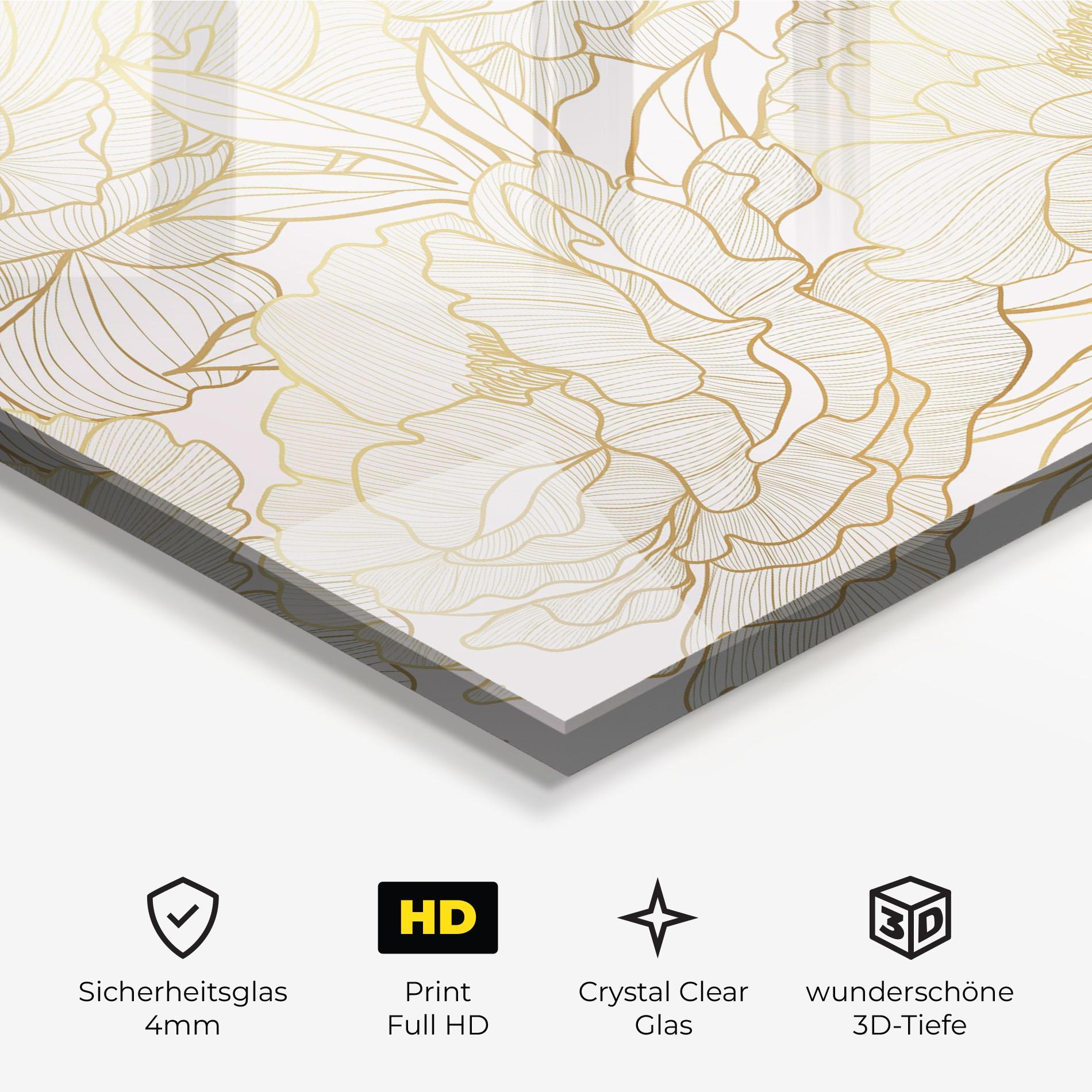 Glasbild Golden Peony mockup 3