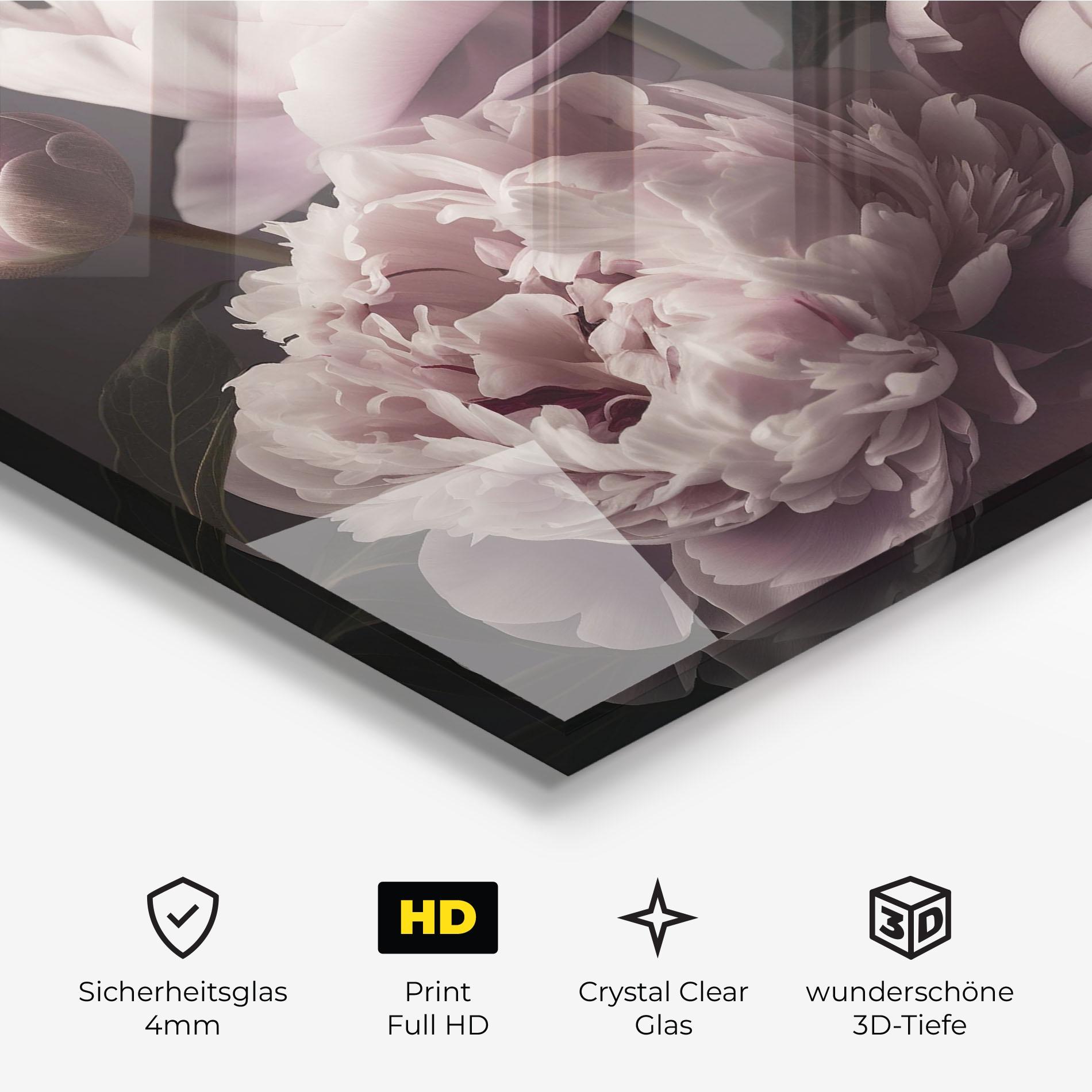 Glasbild Grey Pastel Pink Peony mockup 3