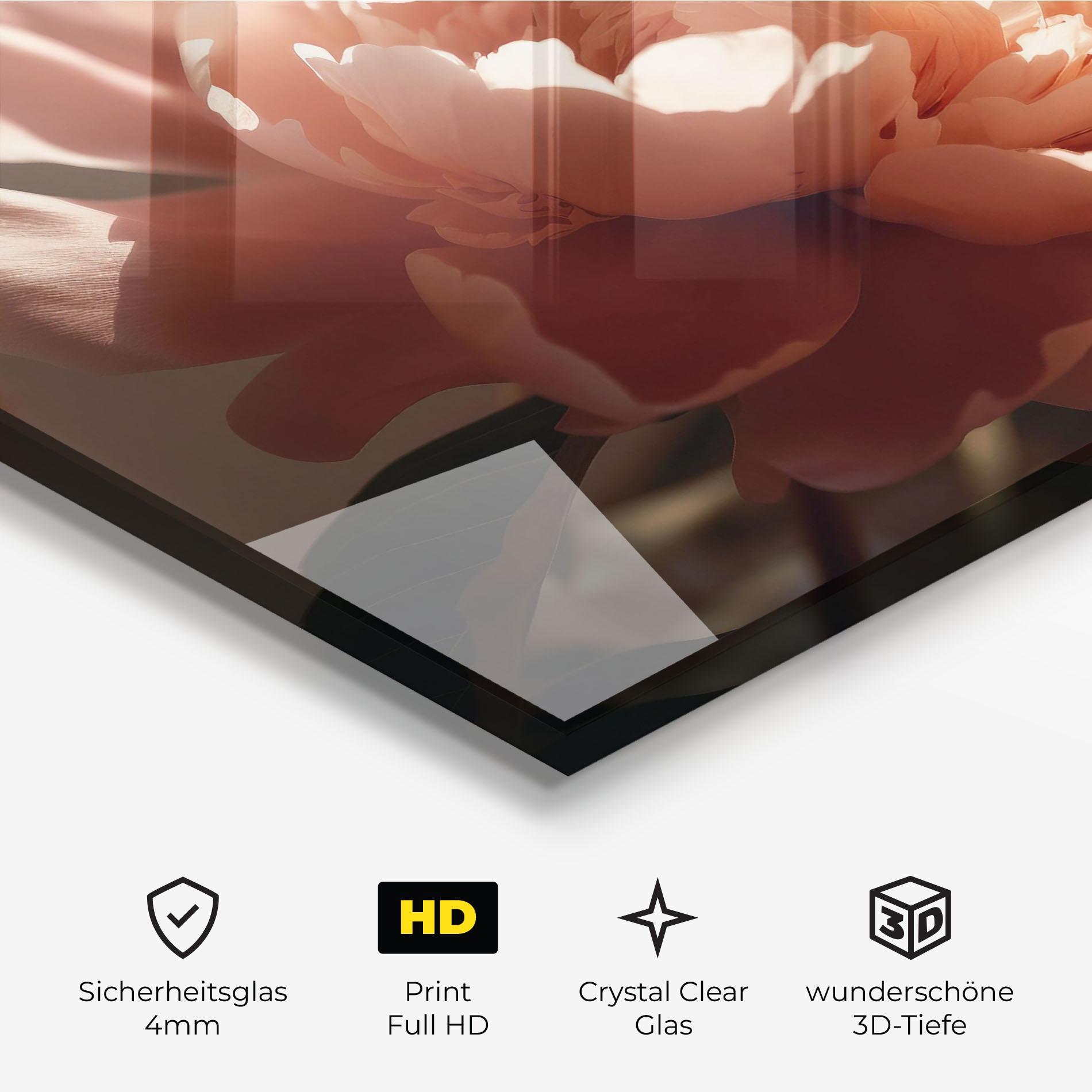 Glasbild Light Orange Peony View mockup 3