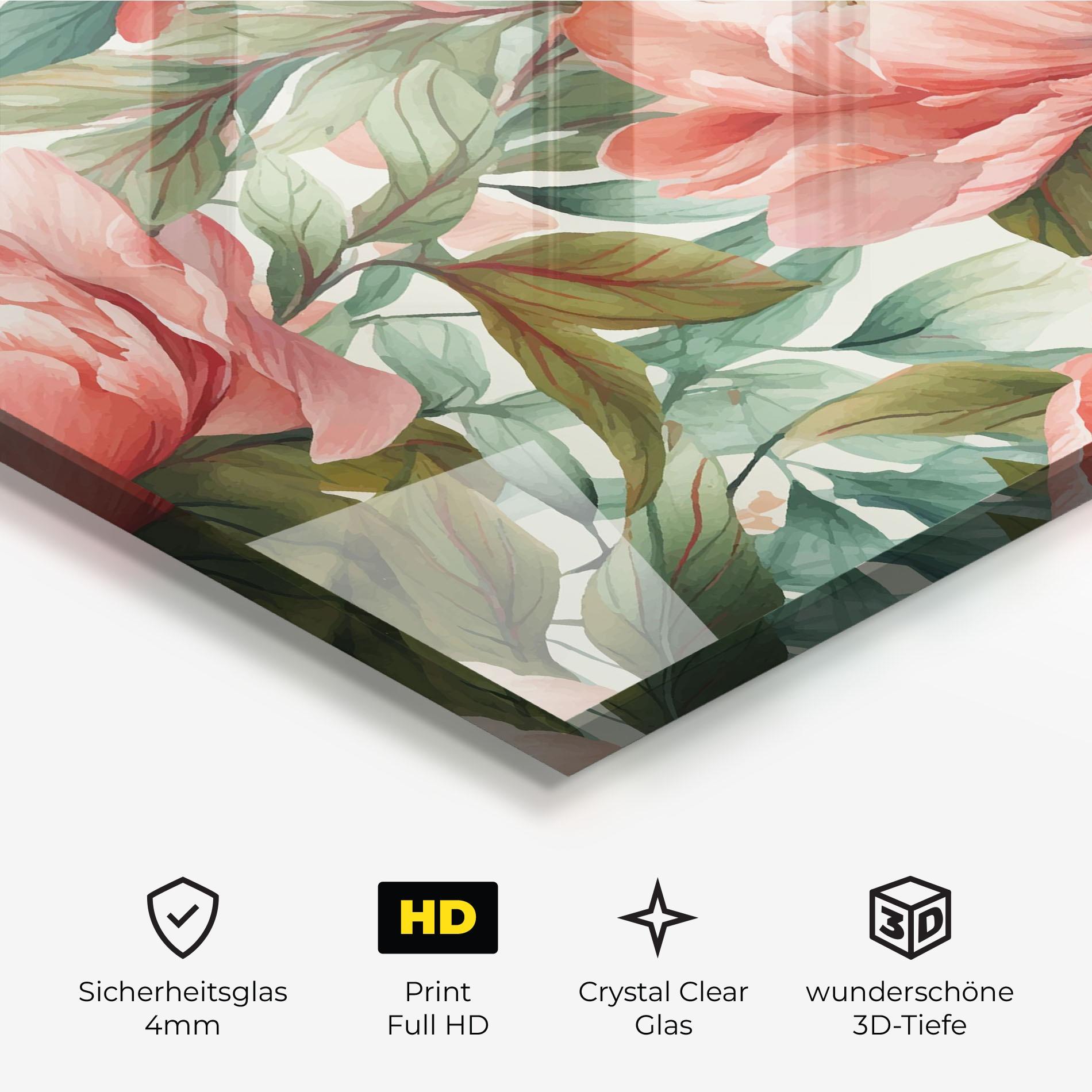 Glasbild Light Red Peony mockup 3