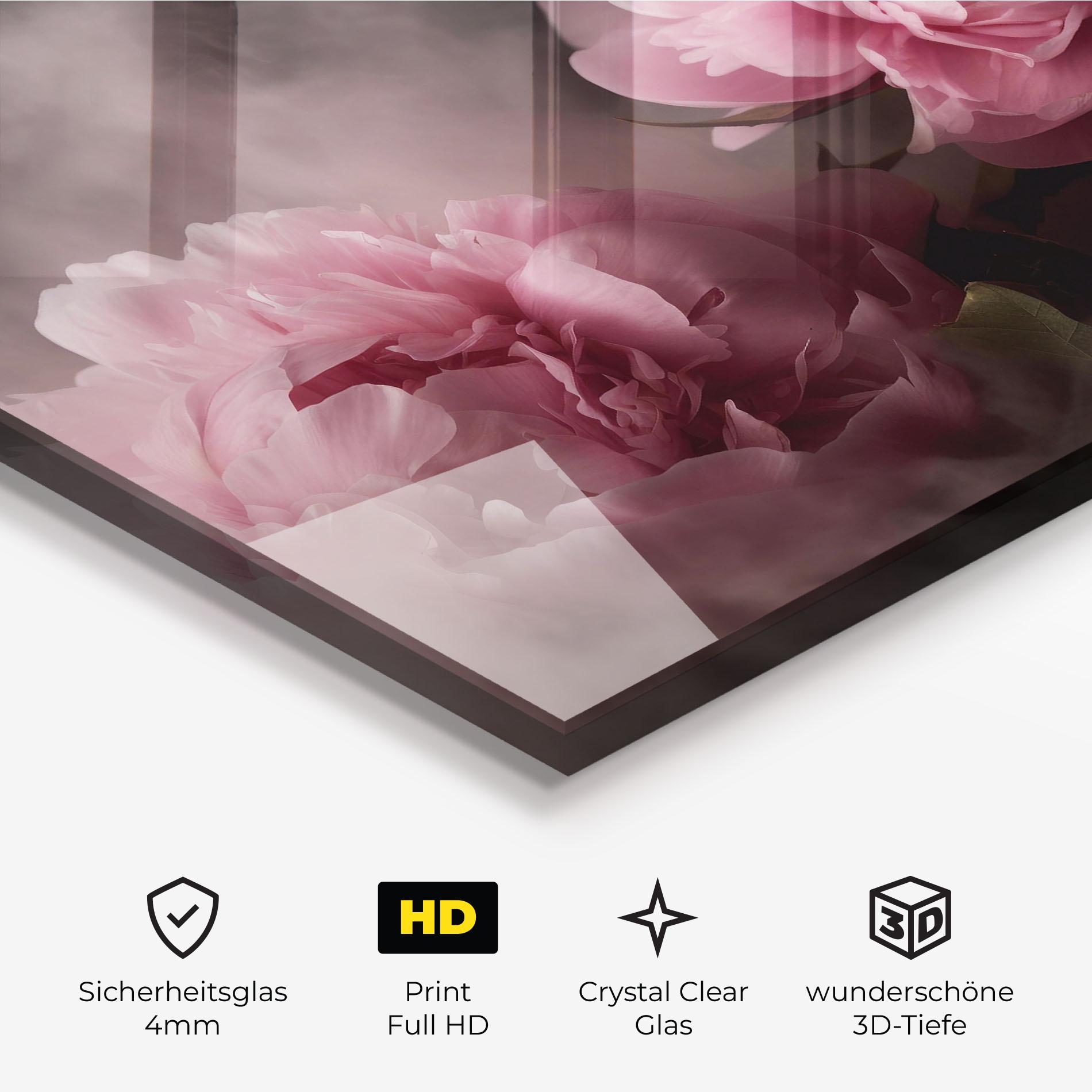 Glasbild Peony In Smoke mockup 3