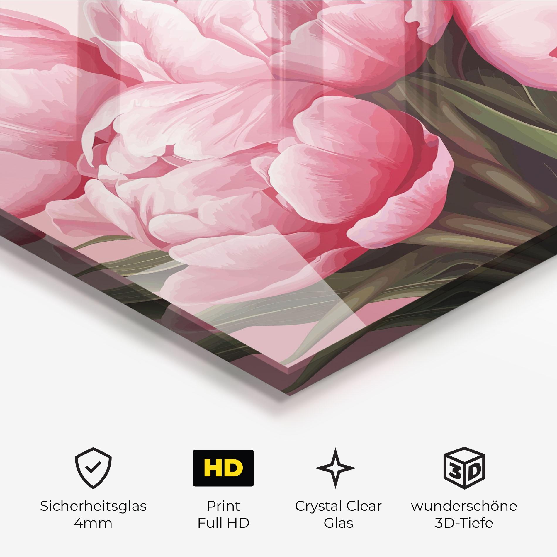 Glasbild Peony On Pink mockup 3