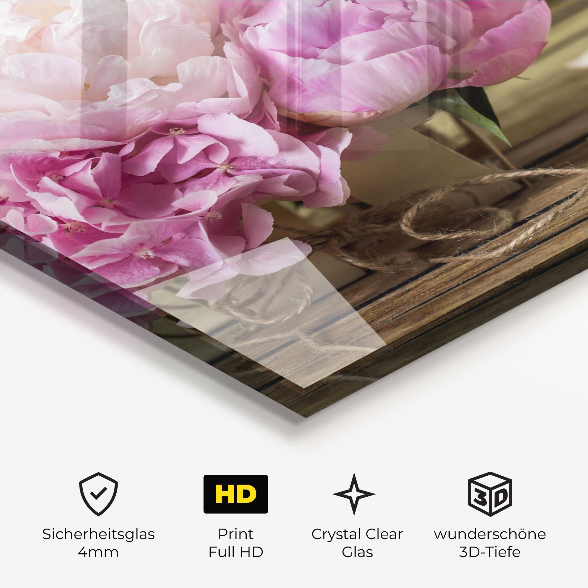 Glasbild Peony On Table mockup 3
