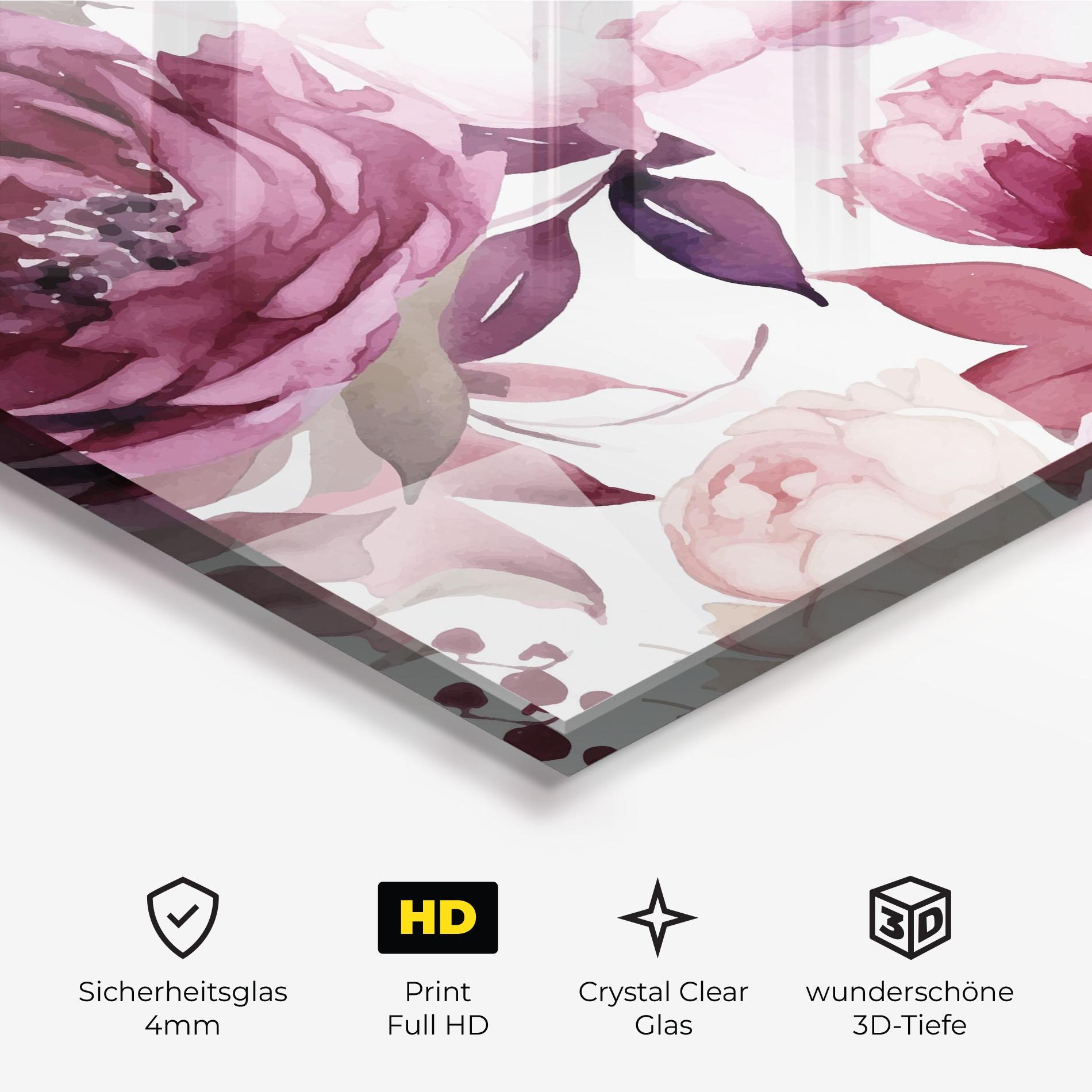 Glasbild Peony Pink Purple mockup 3