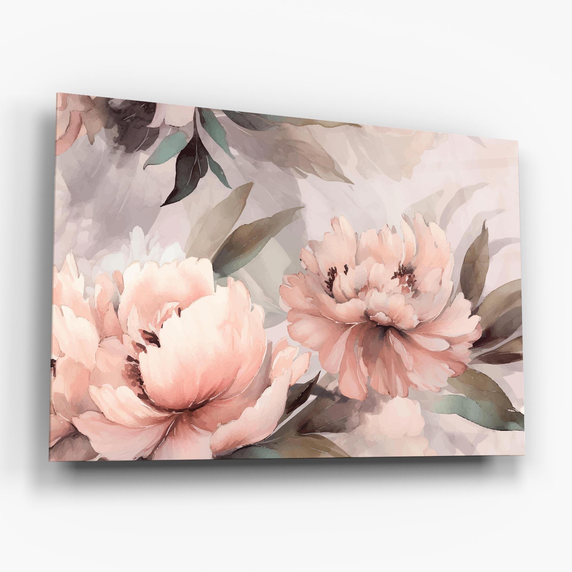 Glasbild Dreamy Peony Art mockup 6