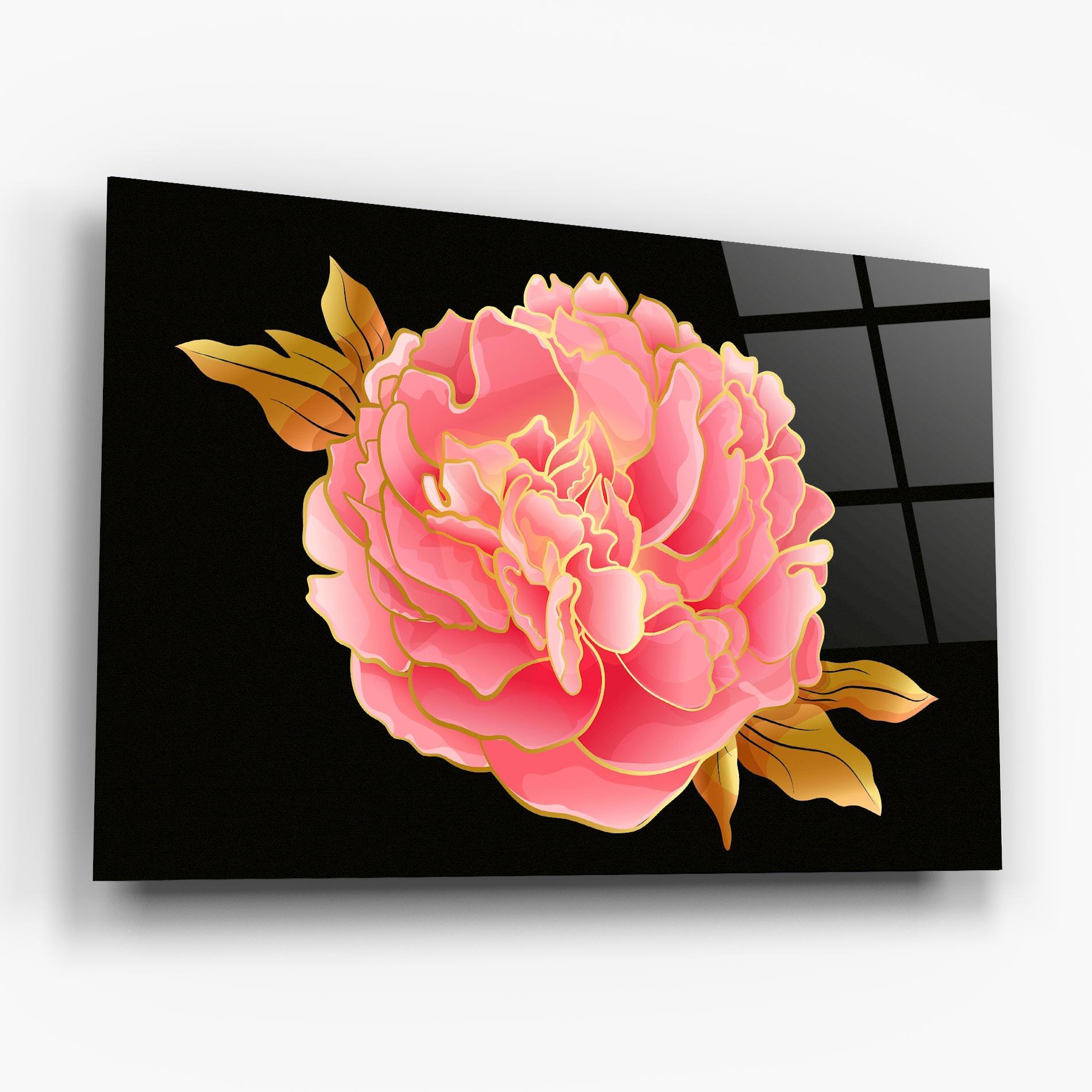 Glasbild Gold Pinkk Peony mockup 6