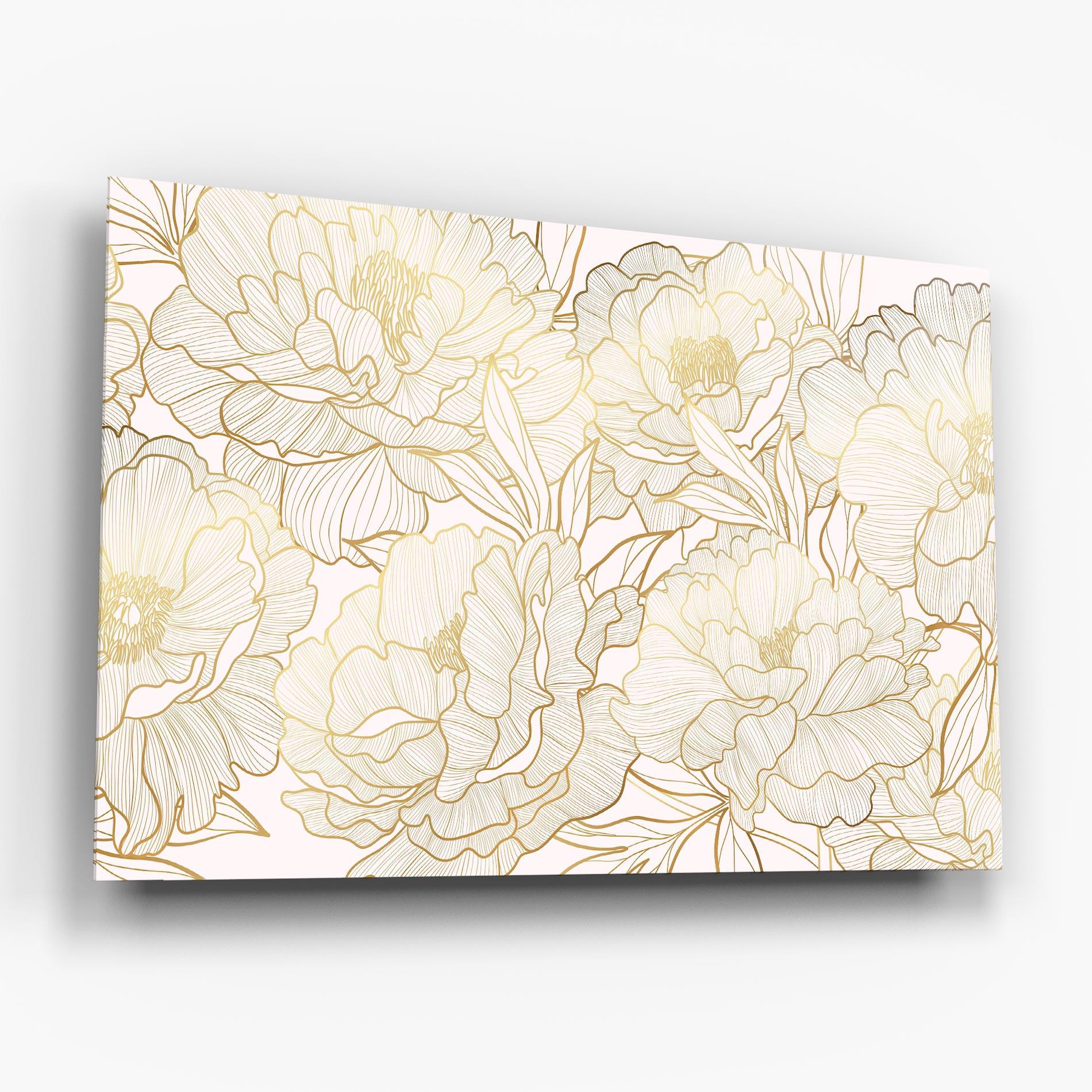 Glasbild Golden Peony mockup 6