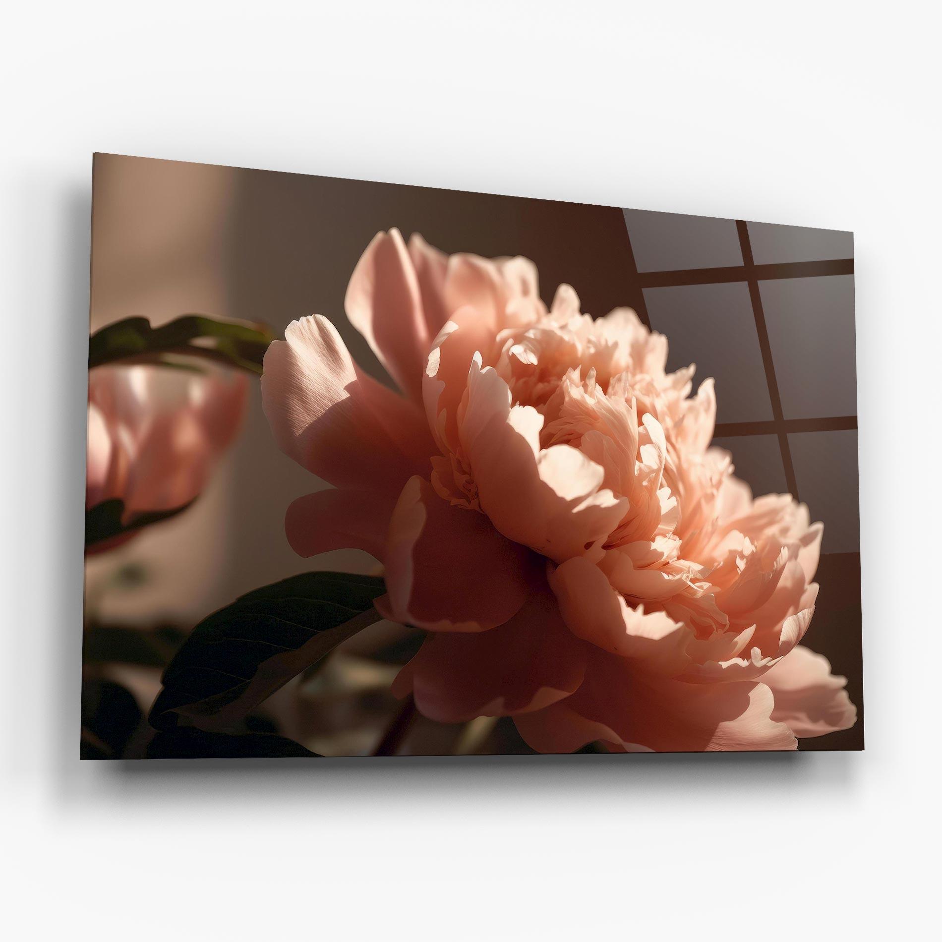 Glasbild Light Orange Peony View mockup 6