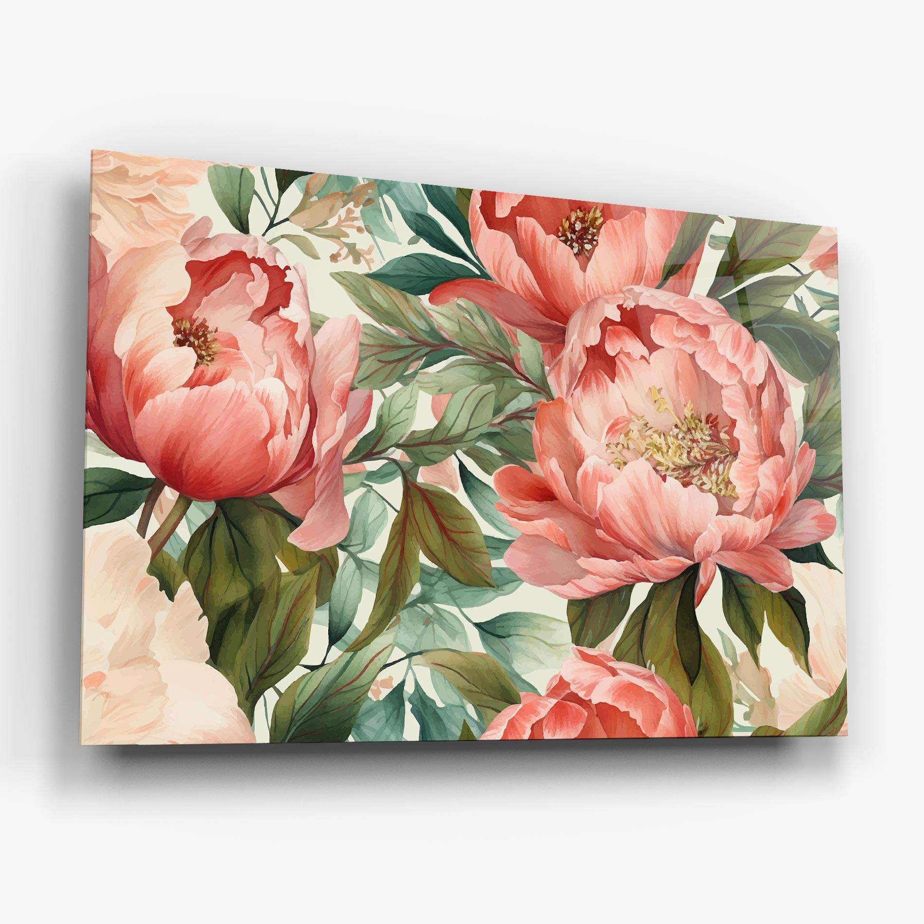 Glasbild Light Red Peony mockup 6