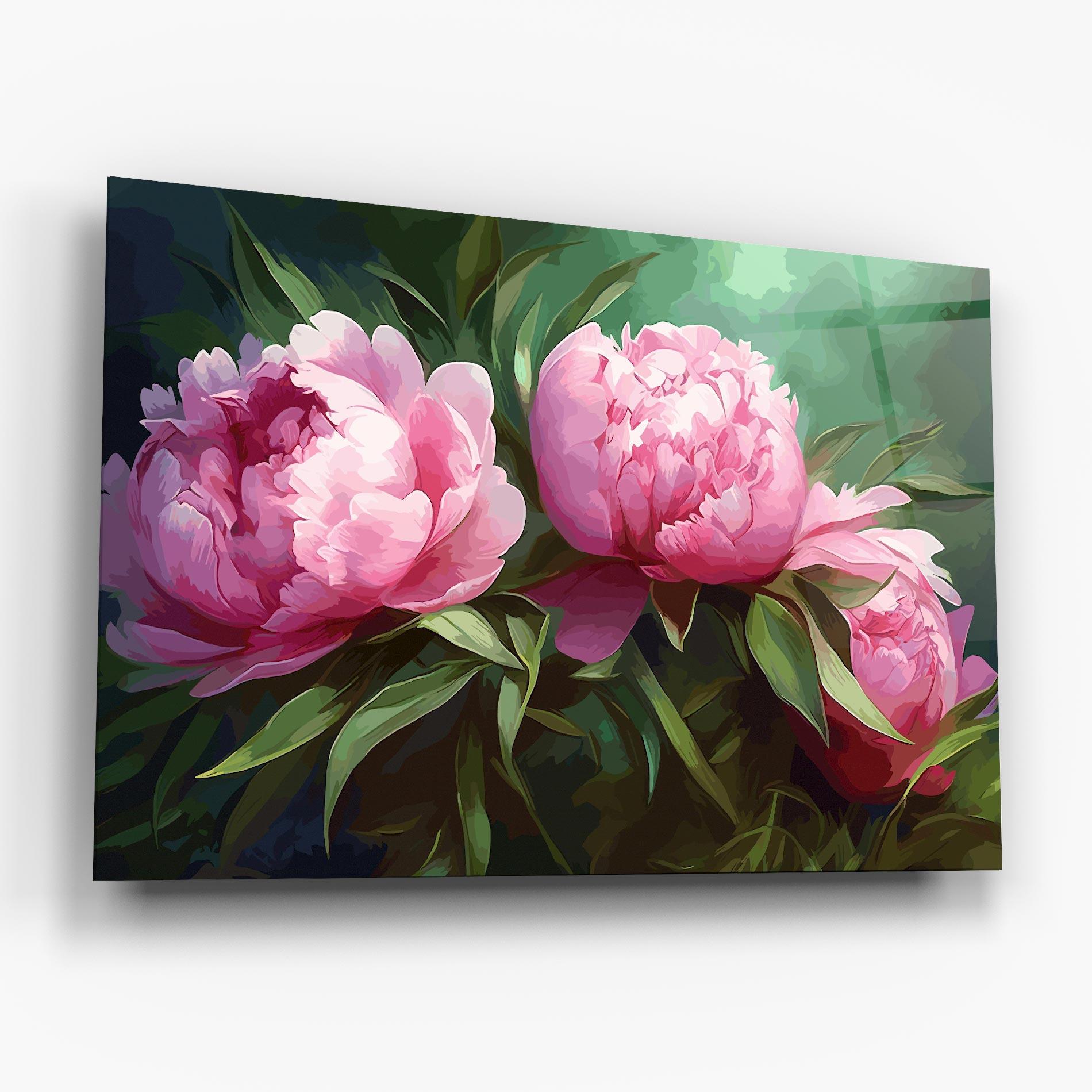 Glasbild Peonies Art mockup 6