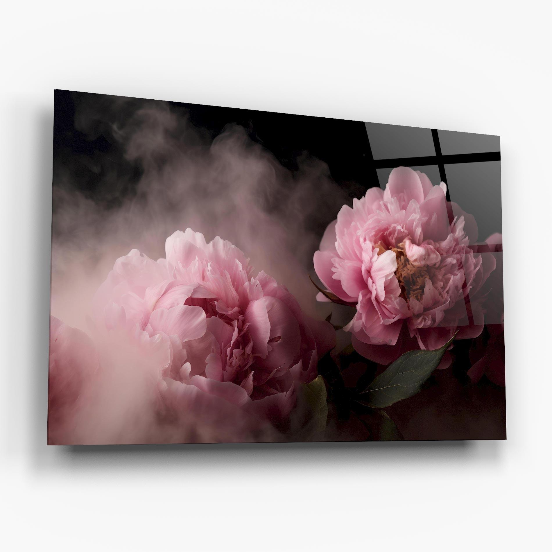 Glasbild Peony In Smoke mockup 6