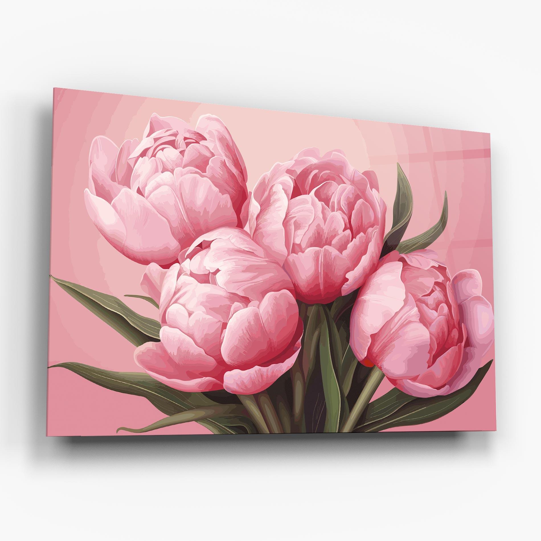 Glasbild Peony On Pink mockup 6