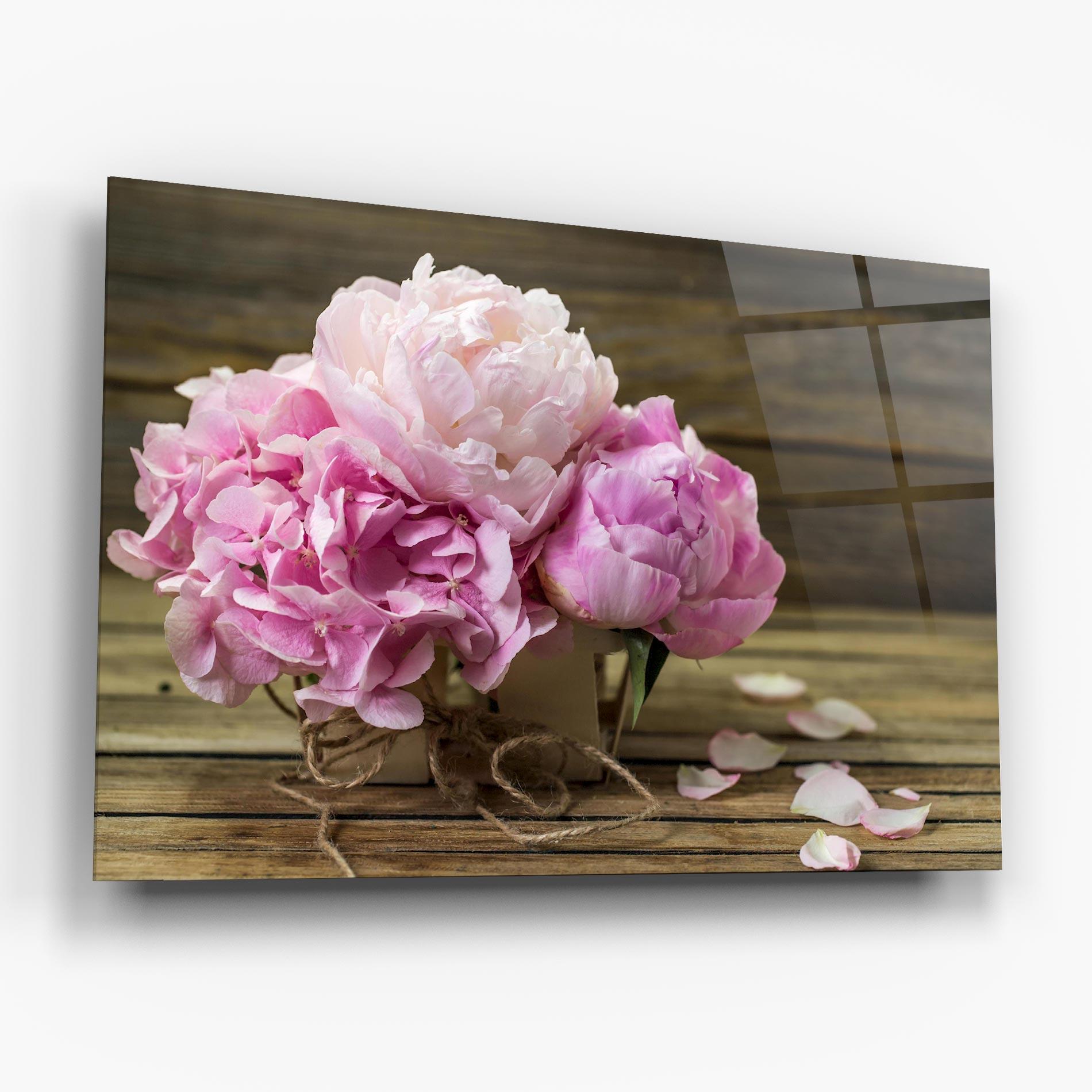 Glasbild Peony On Table mockup 6