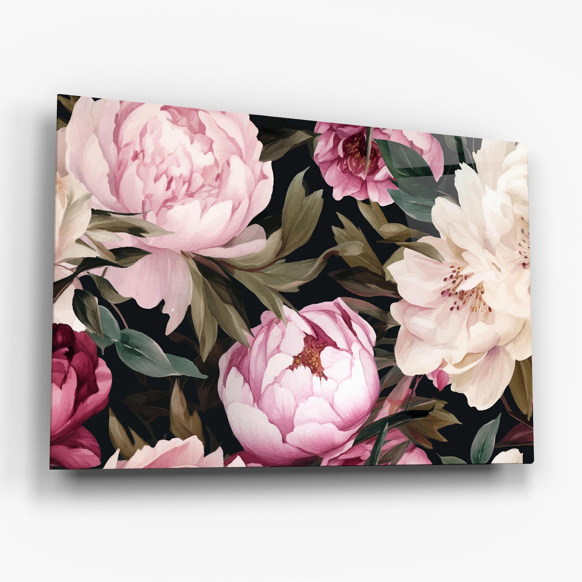 Glasbild Peony Paint mockup 6
