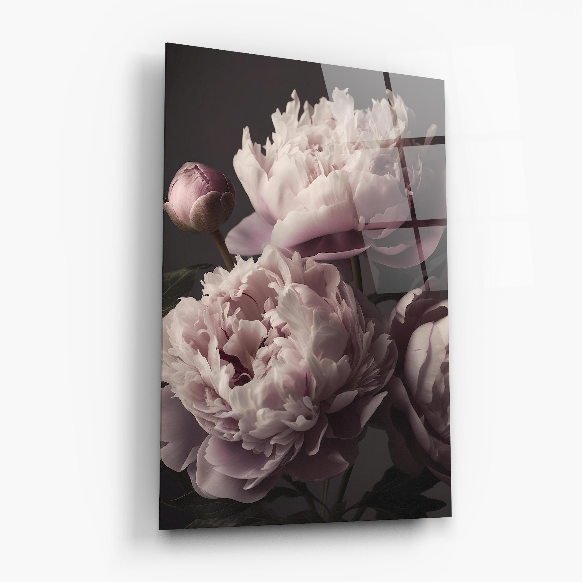 Glasbild Grey Pastel Pink Peony mockup 6
