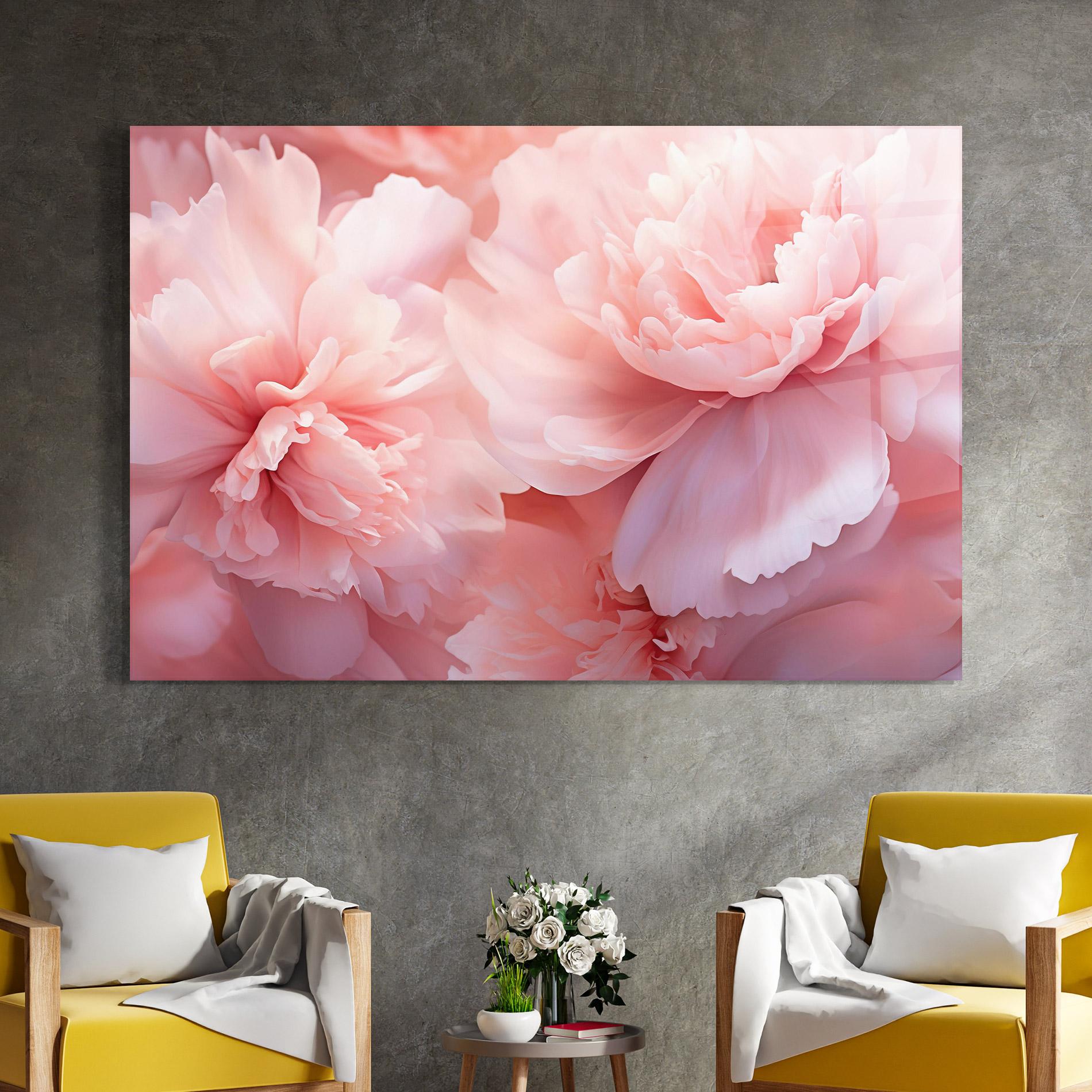 Glasbild Close Up Dreamy Peony mockup 4