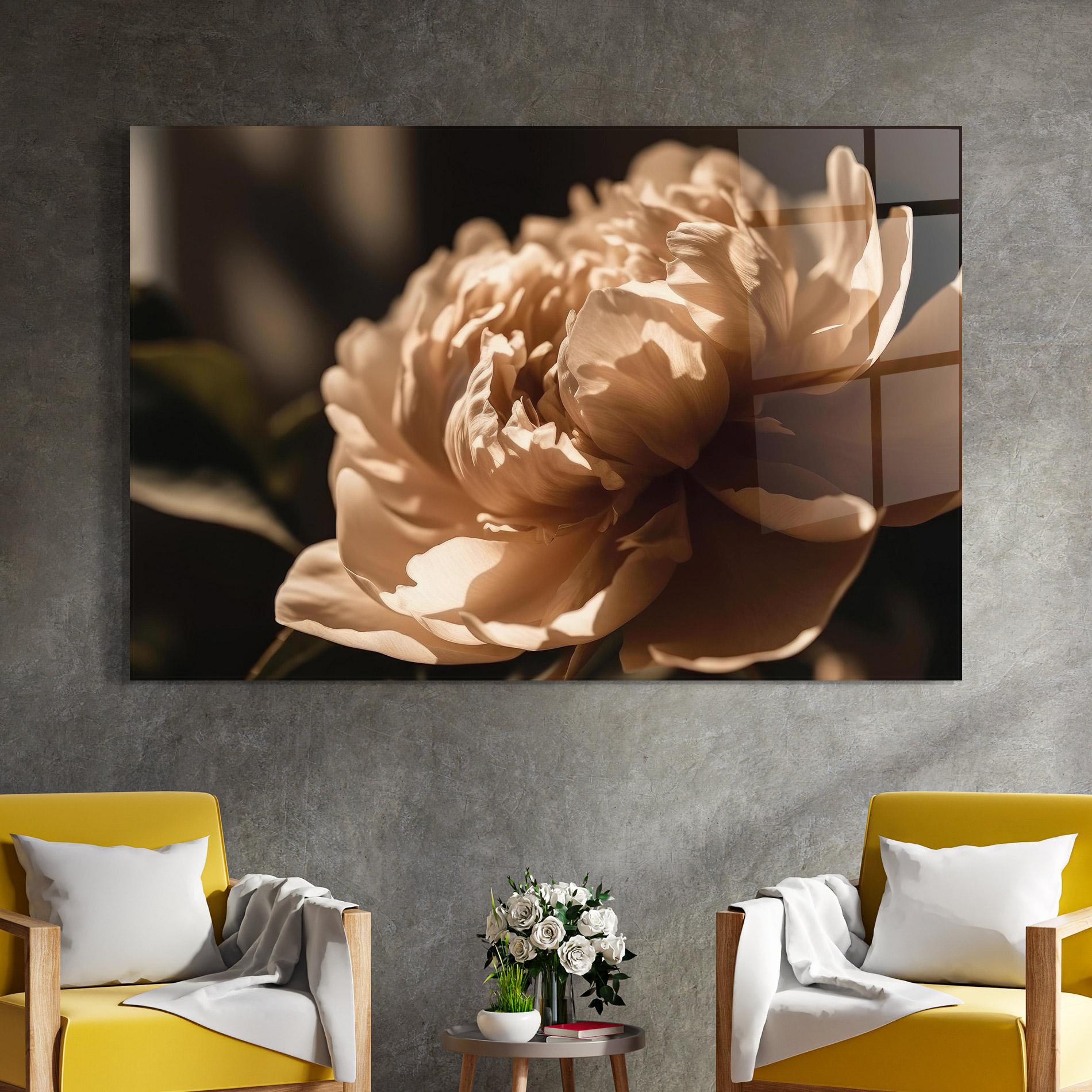 Glasbild Cream Peony mockup 4