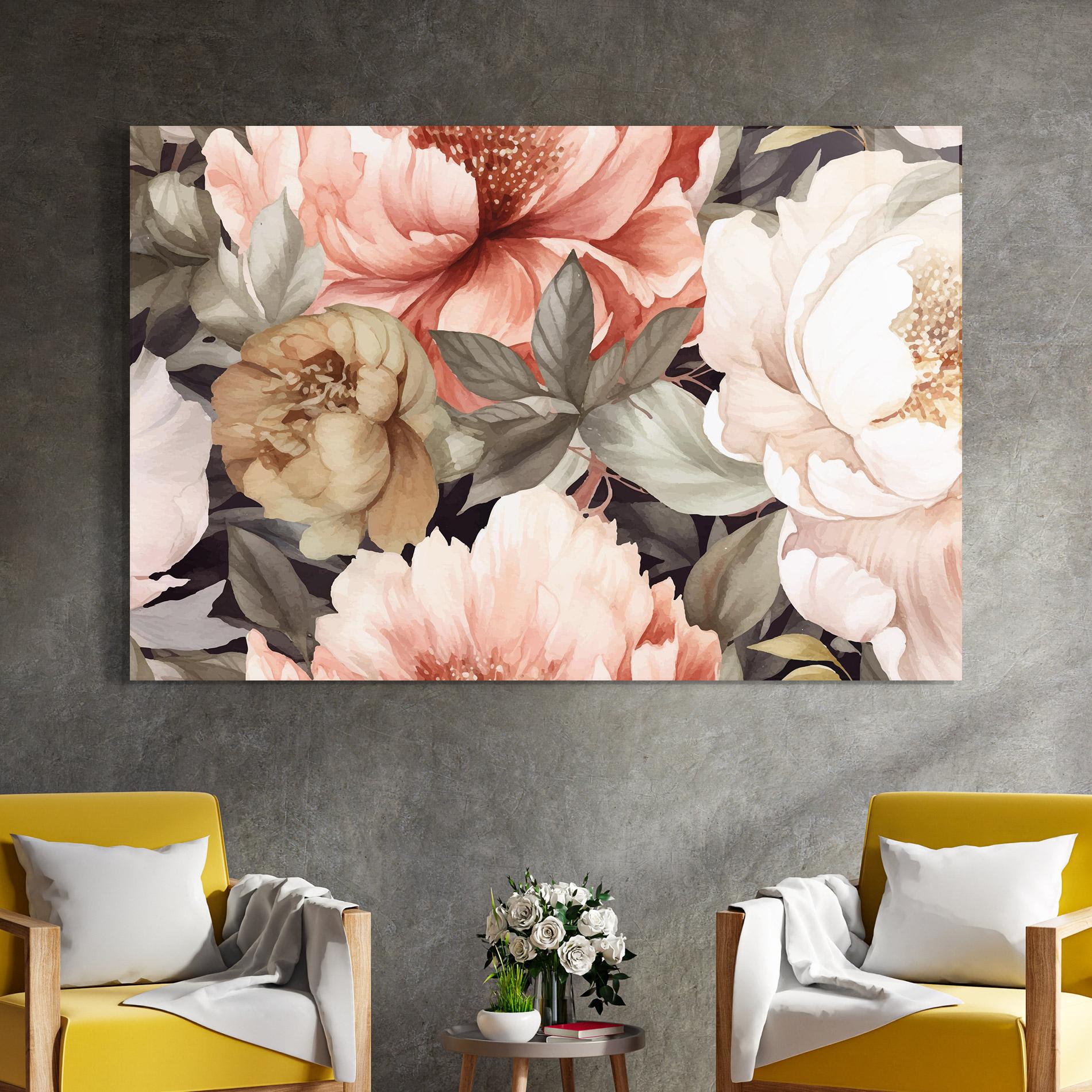 Glasbild Cream Pink Peony mockup 4