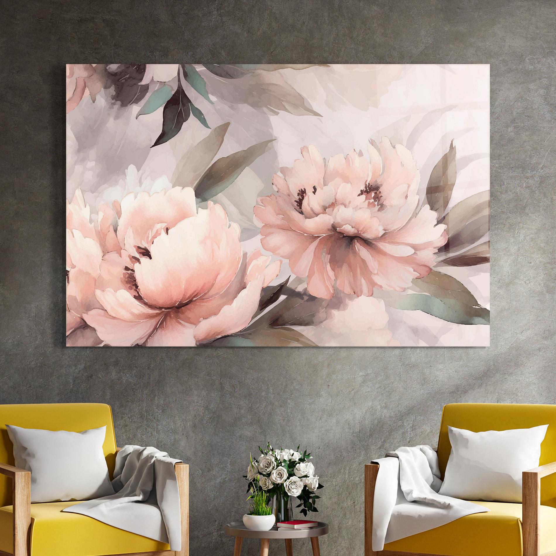 Glasbild Dreamy Peony Art mockup 4