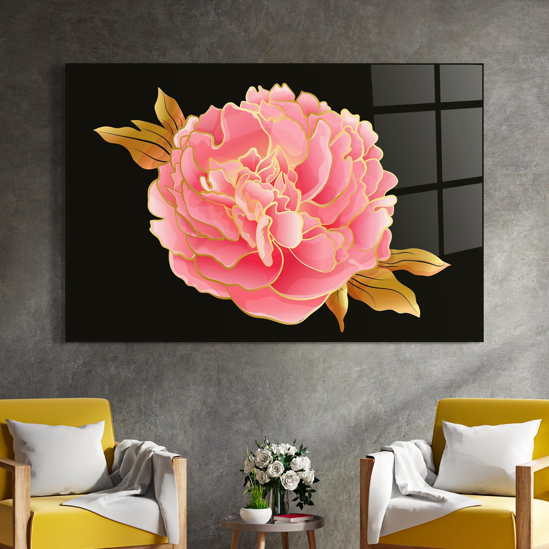 Glasbild Gold Pinkk Peony mockup 4