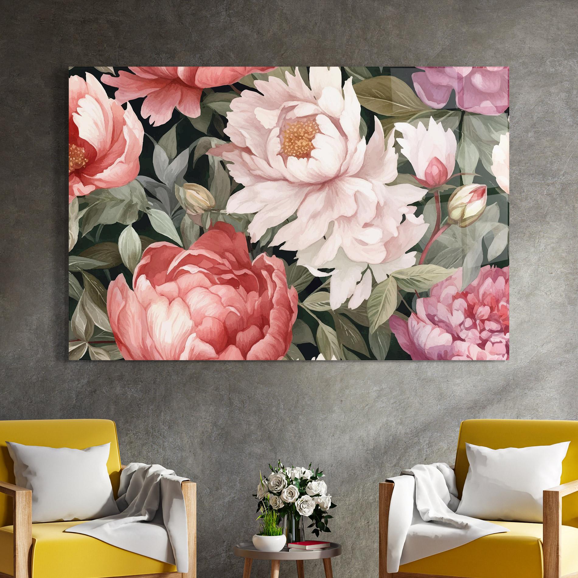 Glasbild Light Peony Art mockup 4