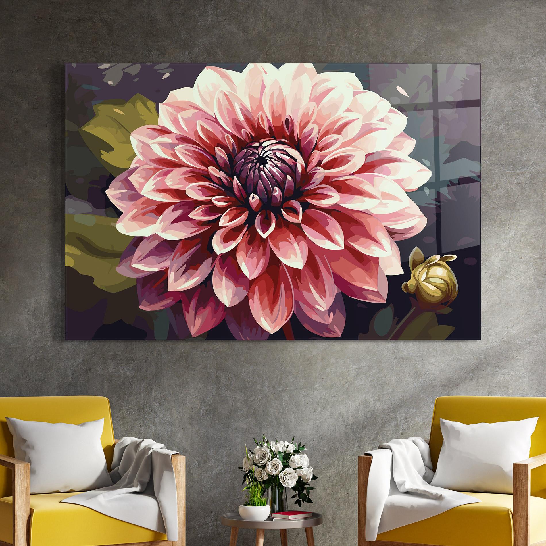 Glasbild Open Pink Flower mockup 4