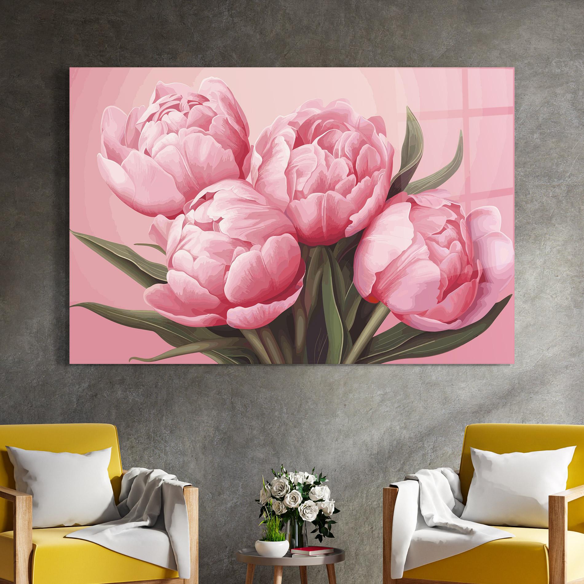 Glasbild Peony On Pink mockup 4