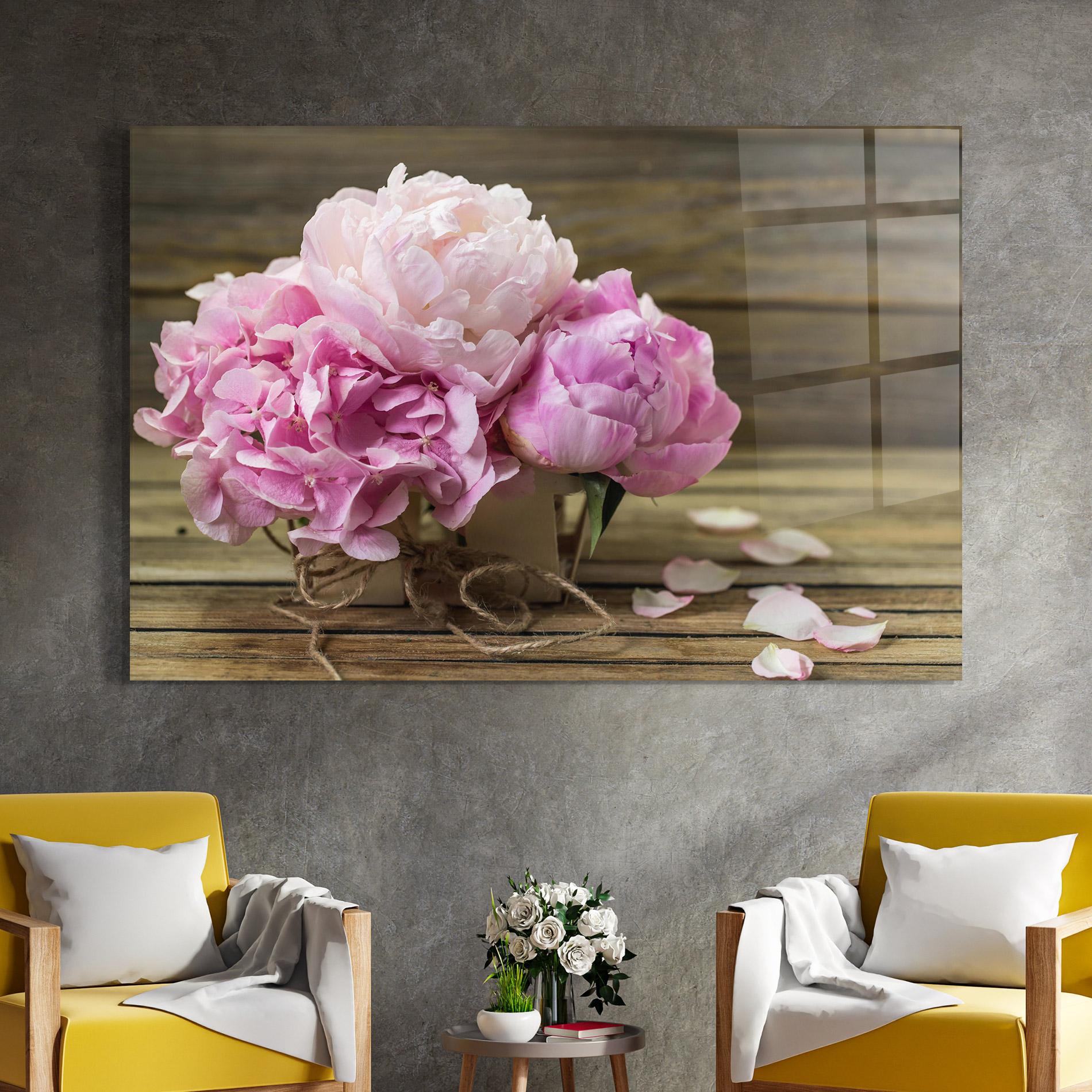 Glasbild Peony On Table mockup 4