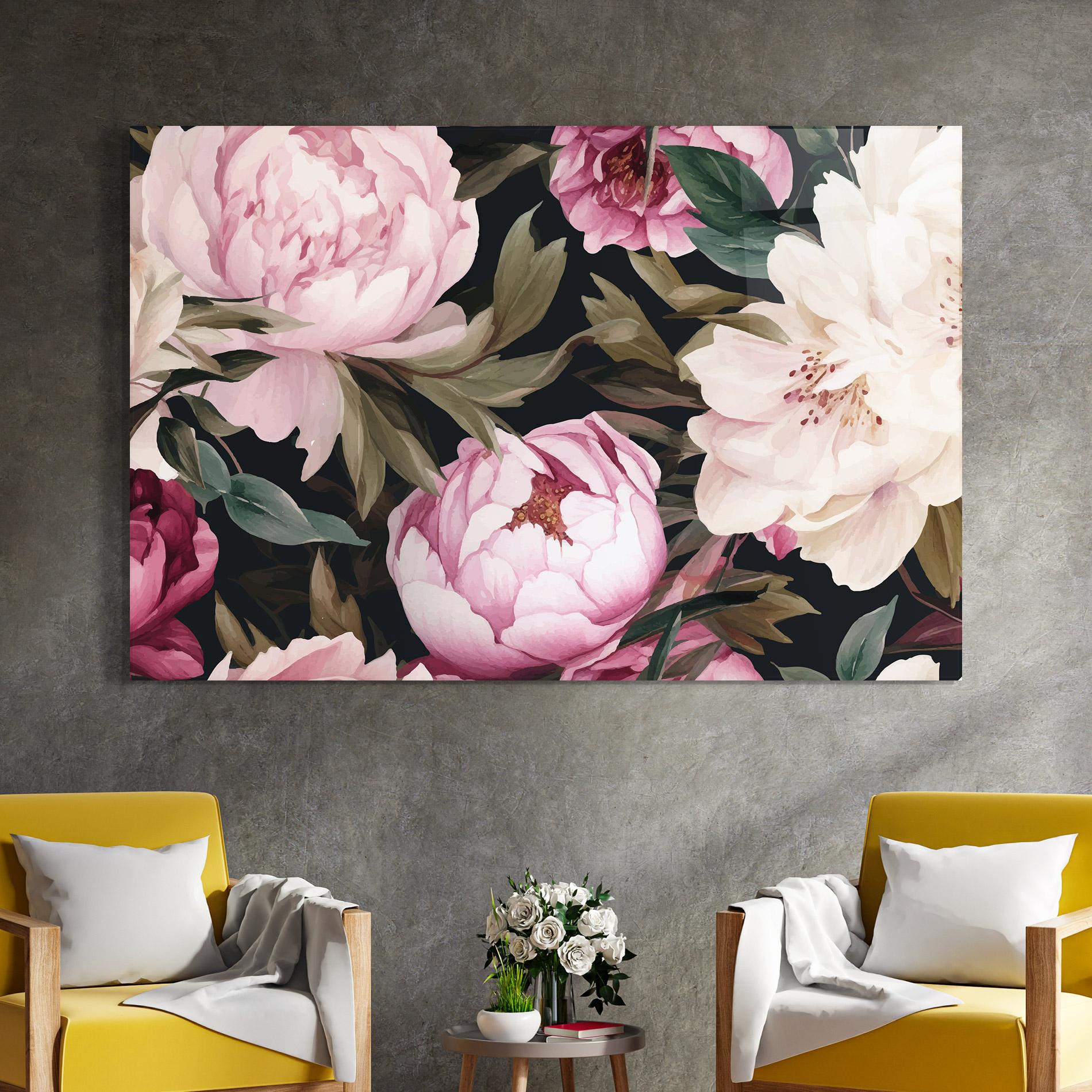 Glasbild Peony Paint mockup 4